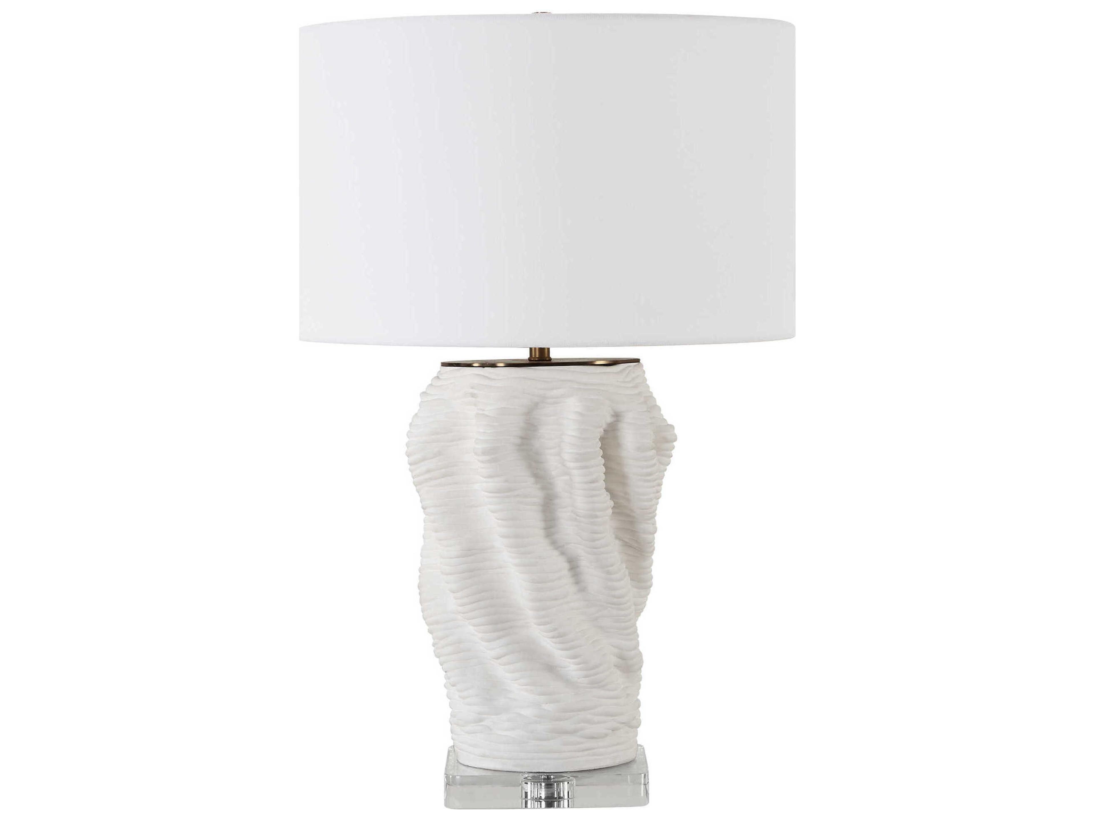 Stratified Matte White Round Hardback Buffet Lamp
