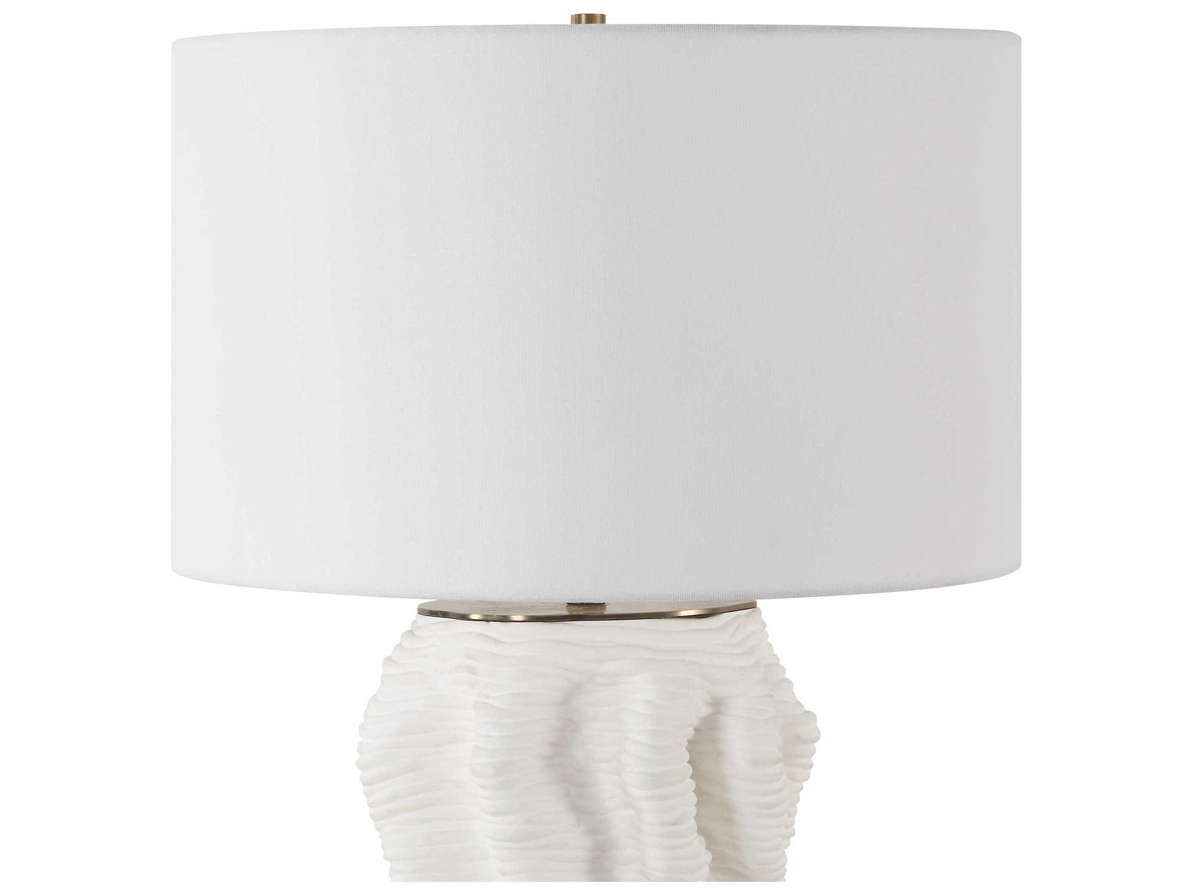 Uttermost Stratified Matte White Round Hardback Buffet Lamp