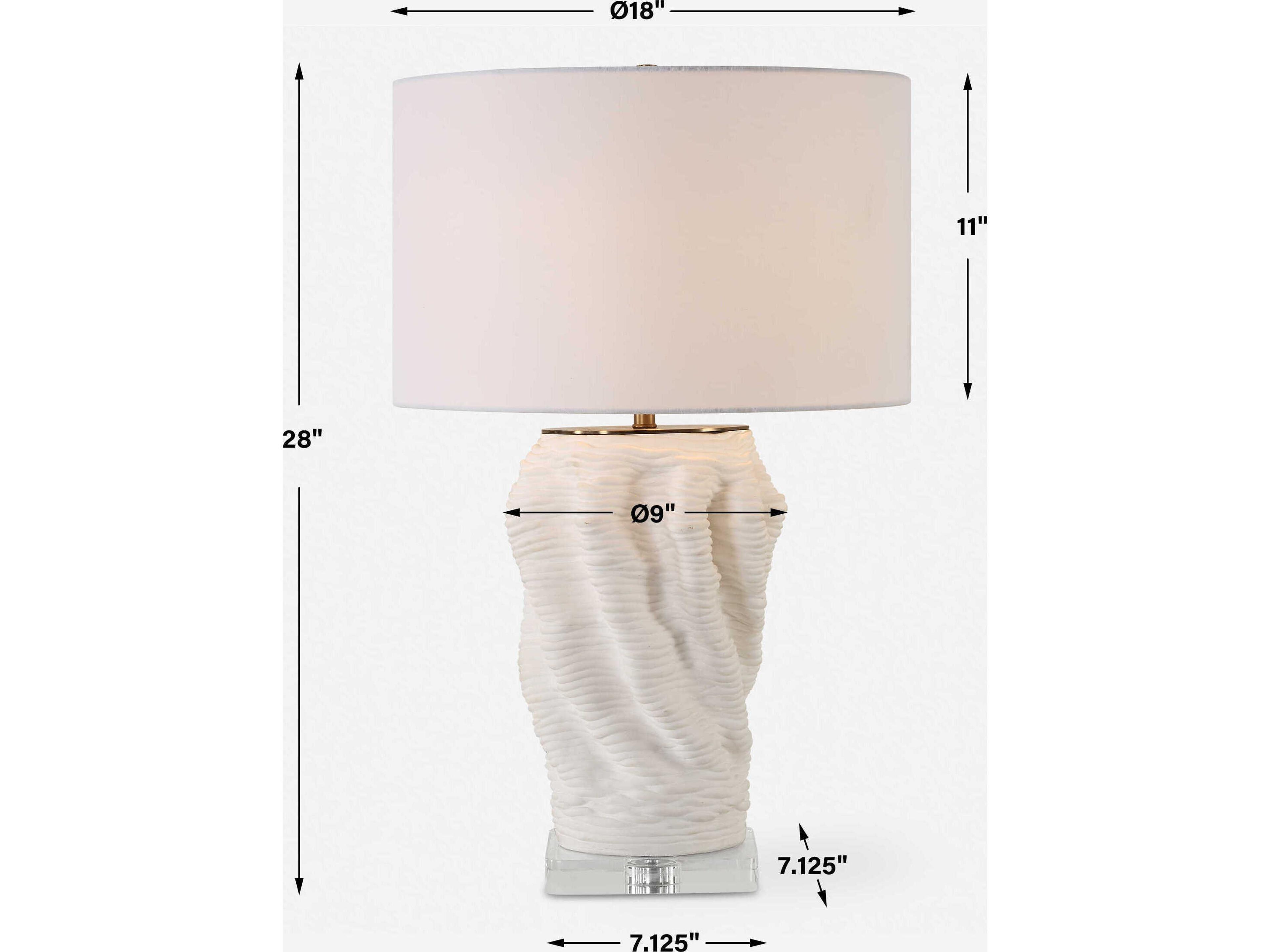 Uttermost Stratified Matte White Round Hardback Buffet Lamp