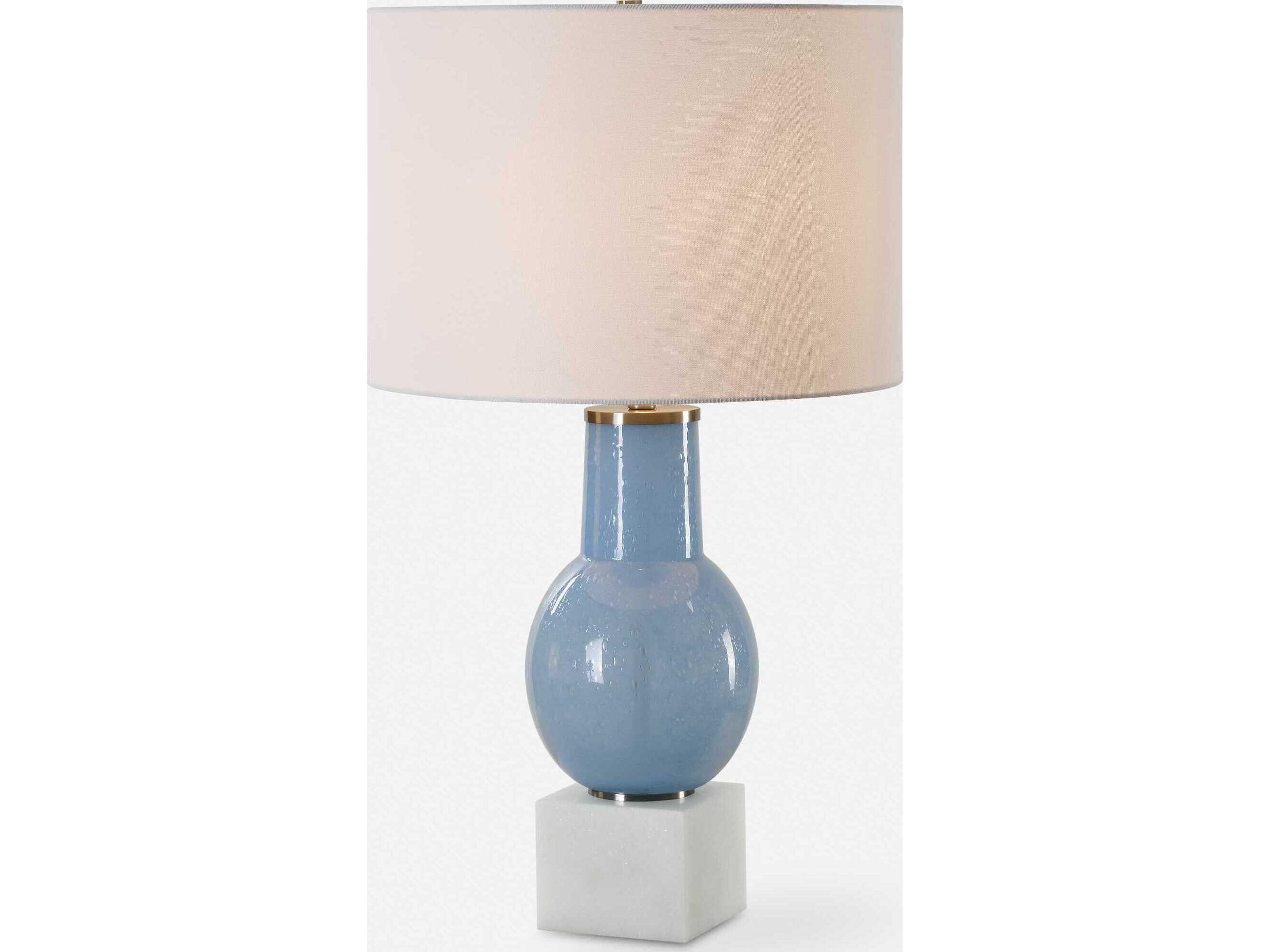 Uttermost Clear Sky Sky Blue Round Drum Hardback Buffet Lamp