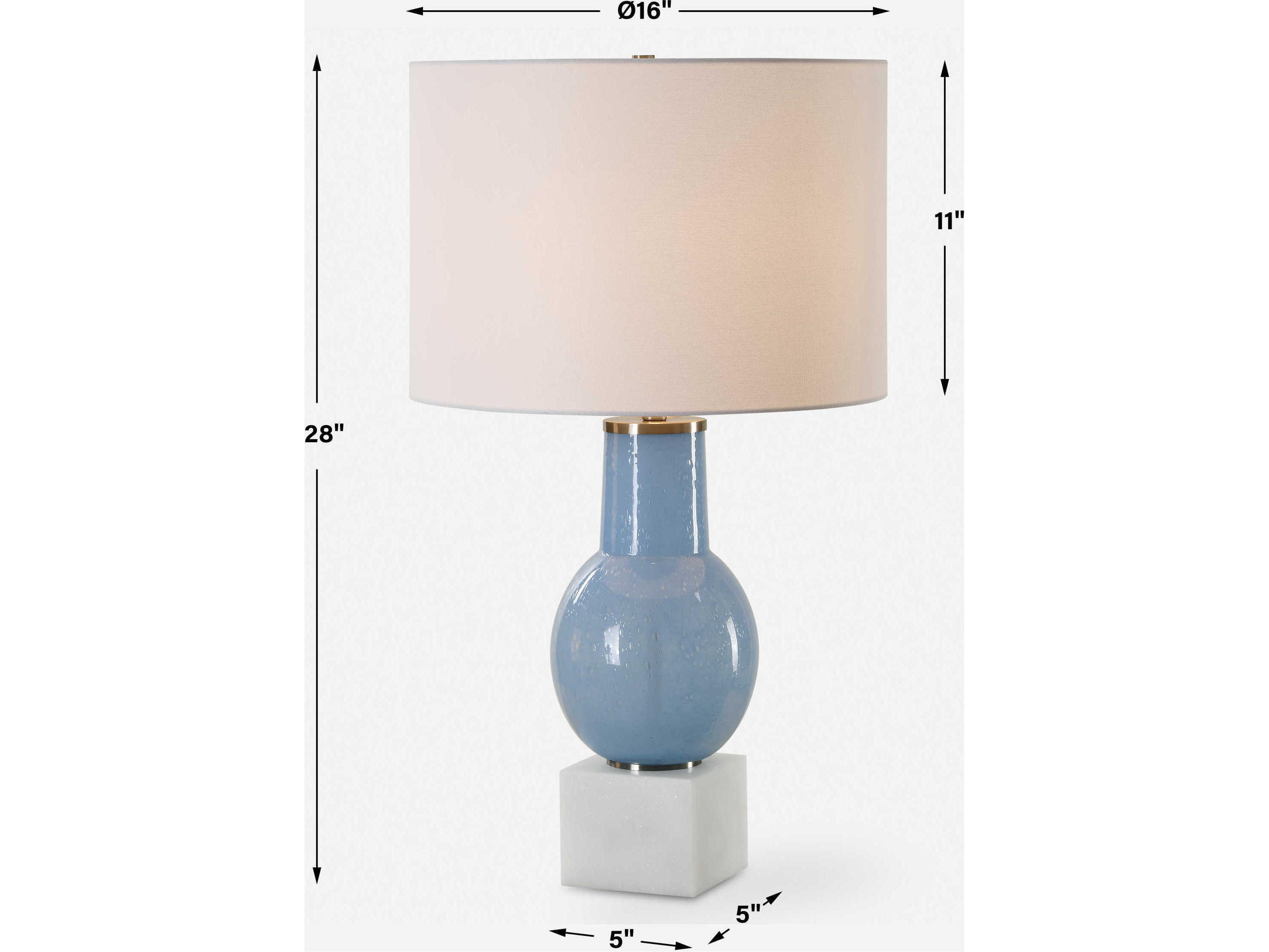 Uttermost Clear Sky Sky Blue Round Drum Hardback Buffet Lamp