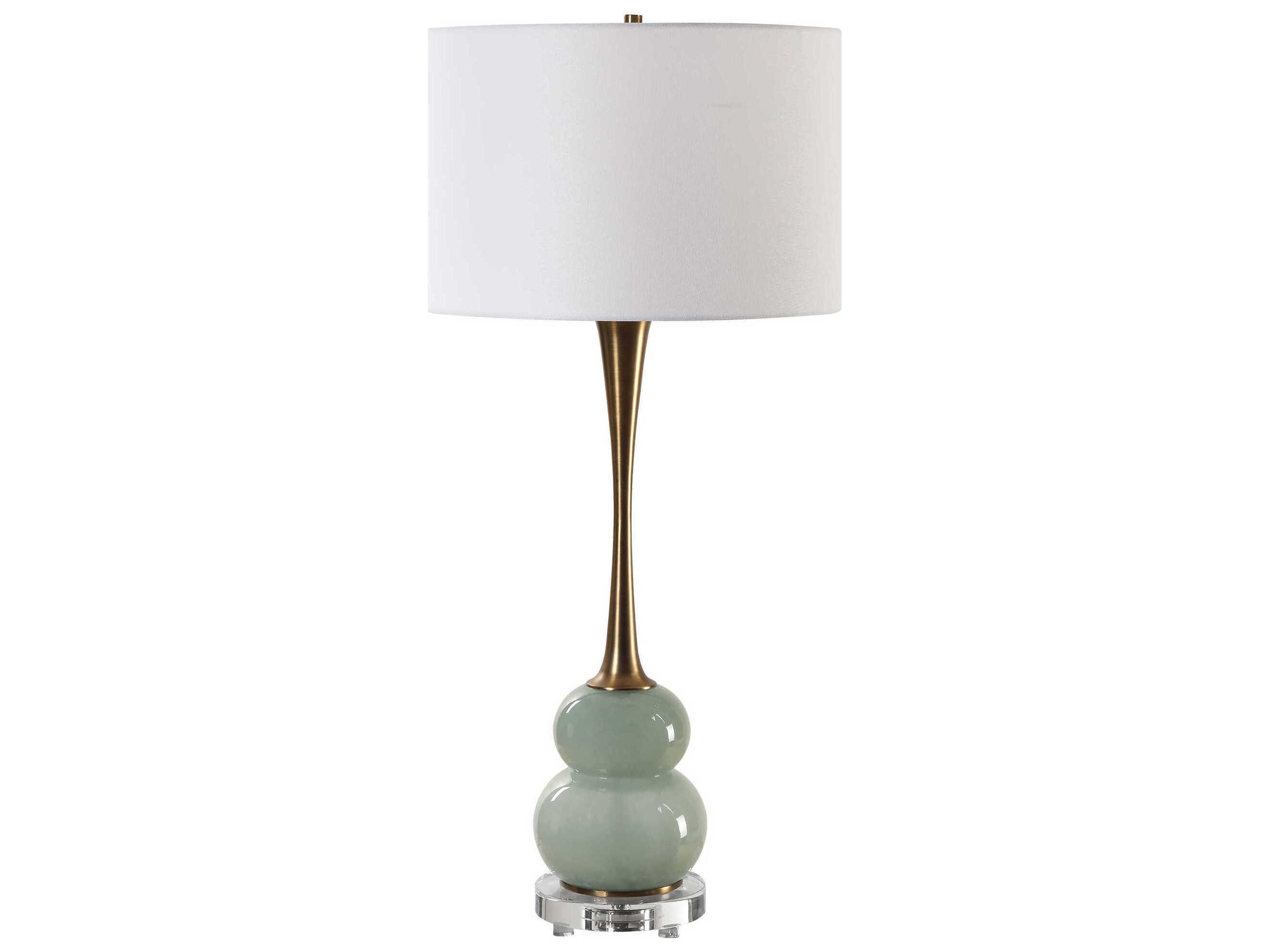 Sanctuary Round Drum Hardback Green Buffet Lamp