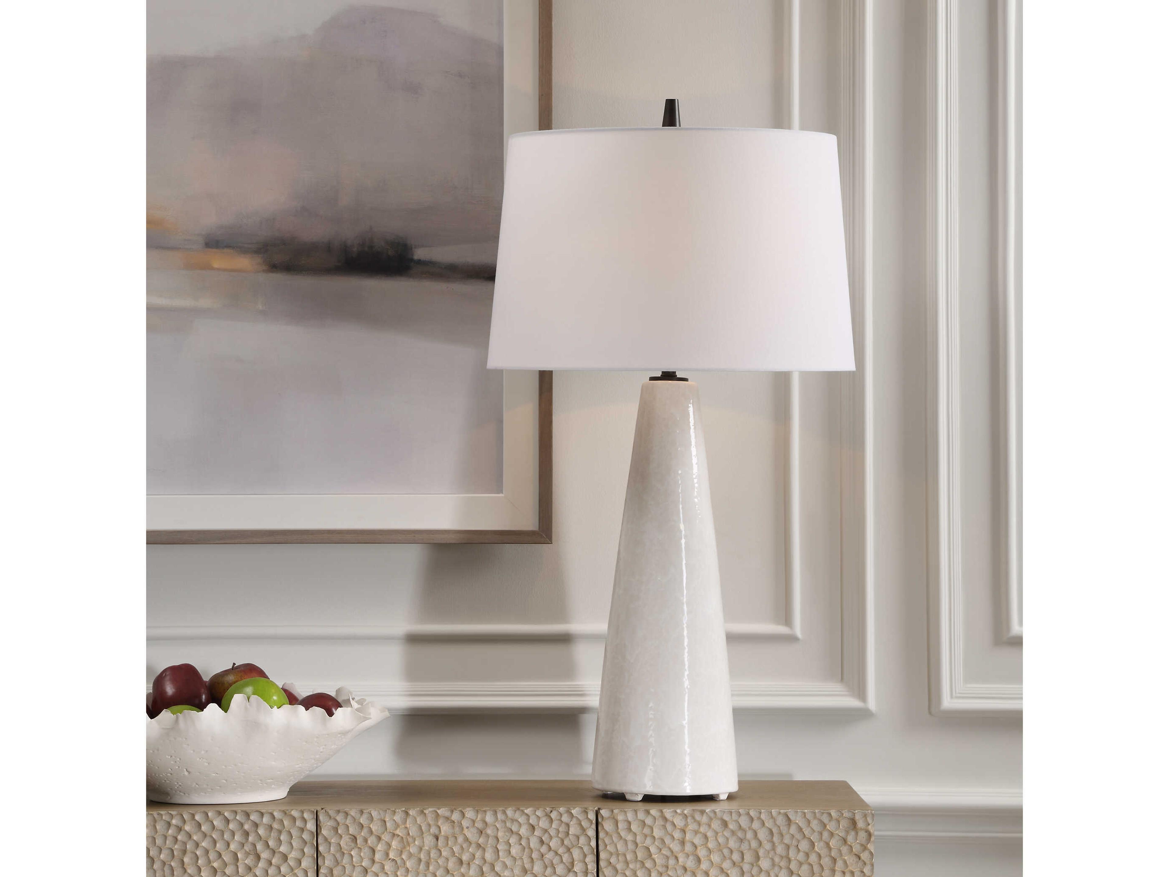 Uttermost Loire Tapered Round Hardback White Buffet Lamp