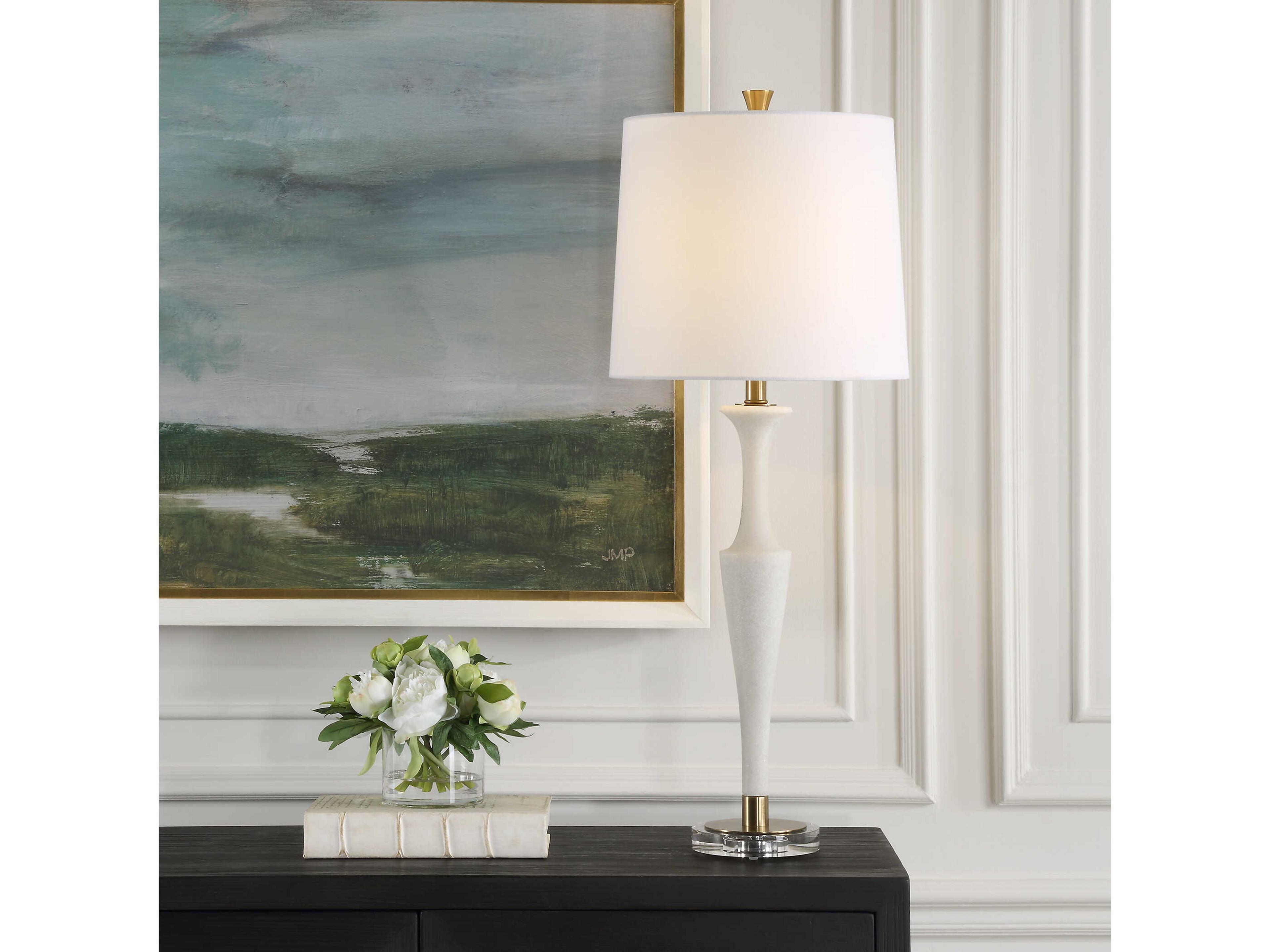 Uttermost Colette Ivory Round Hardback White Buffet Lamp