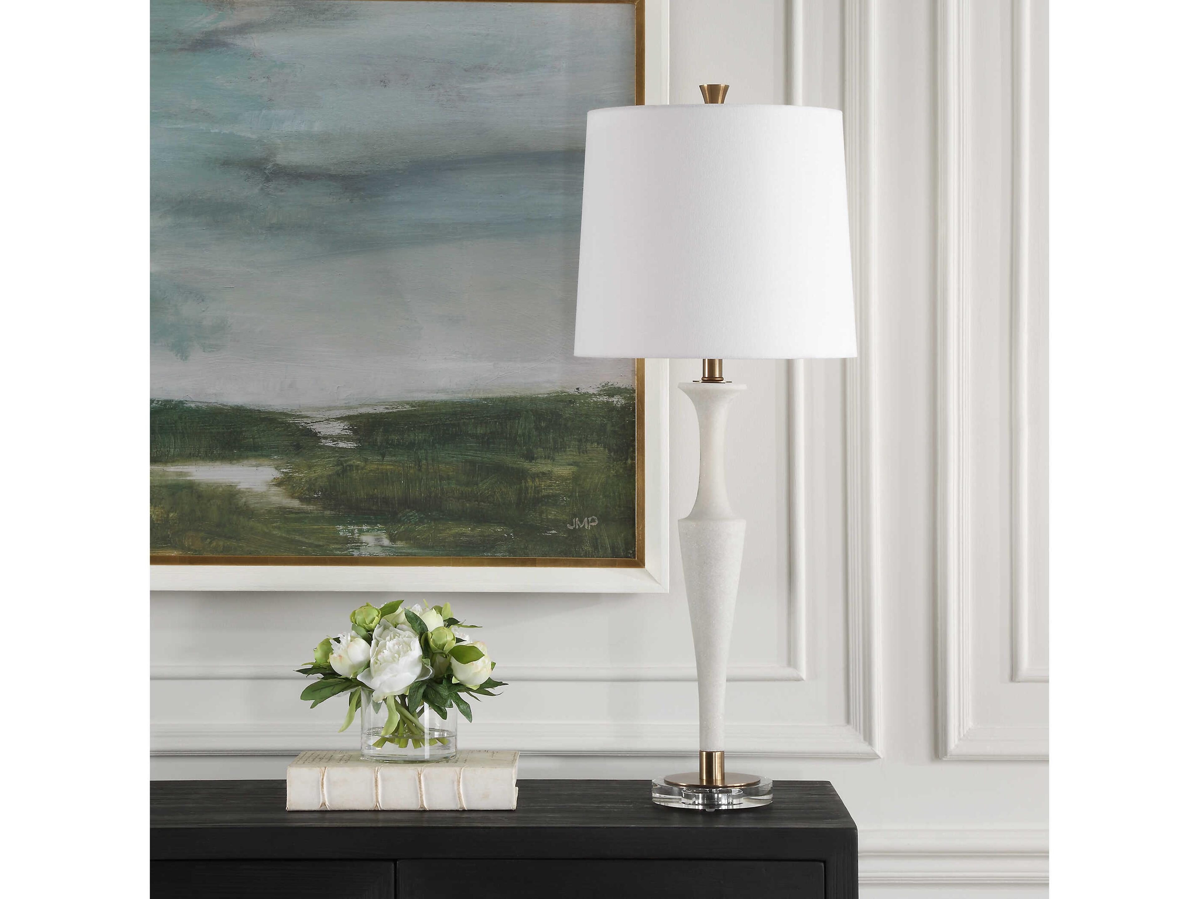 Uttermost Colette Ivory Round Hardback White Buffet Lamp