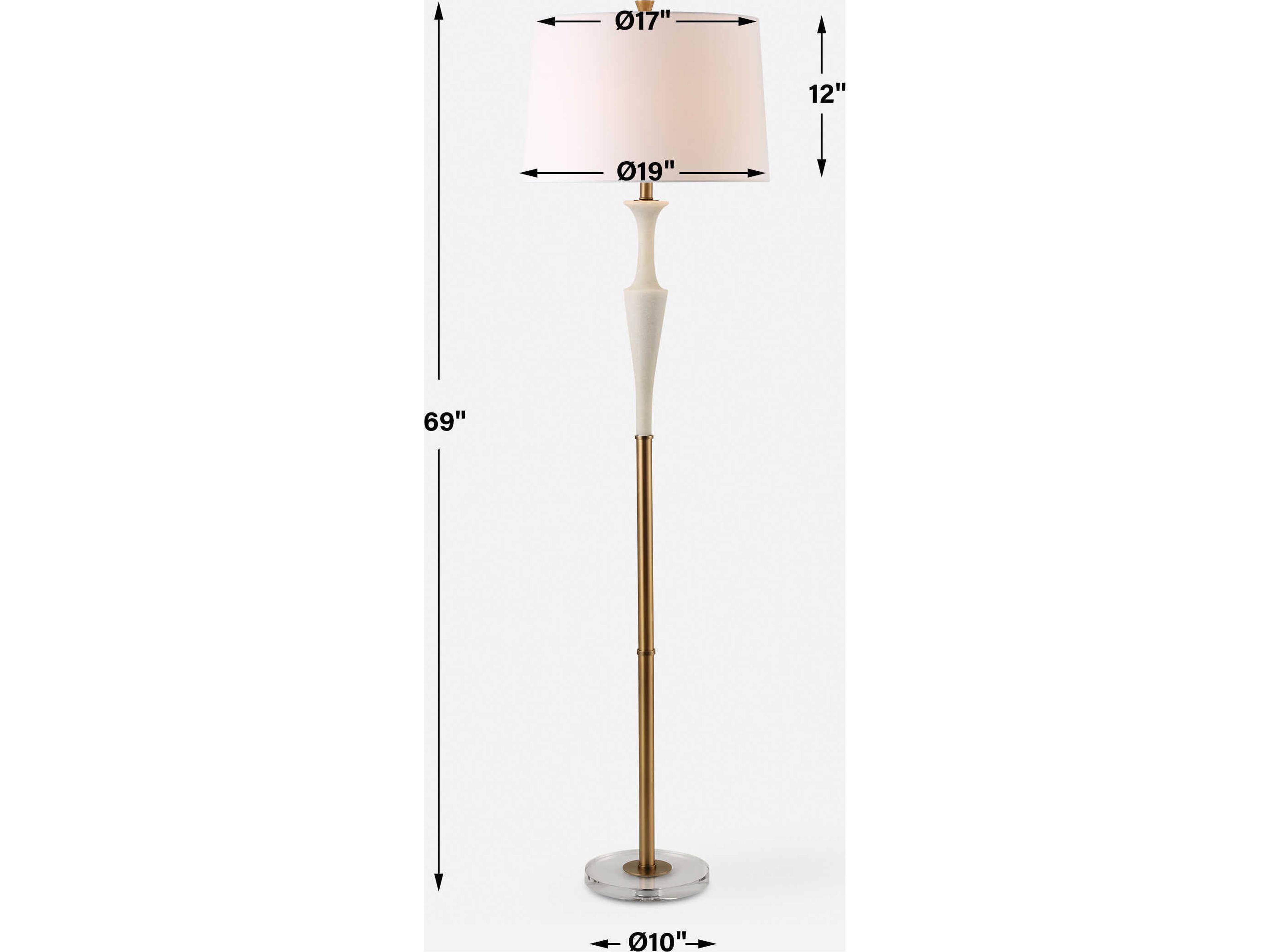 Uttermost Colette Ivory Round Hardback White Floor Lamp