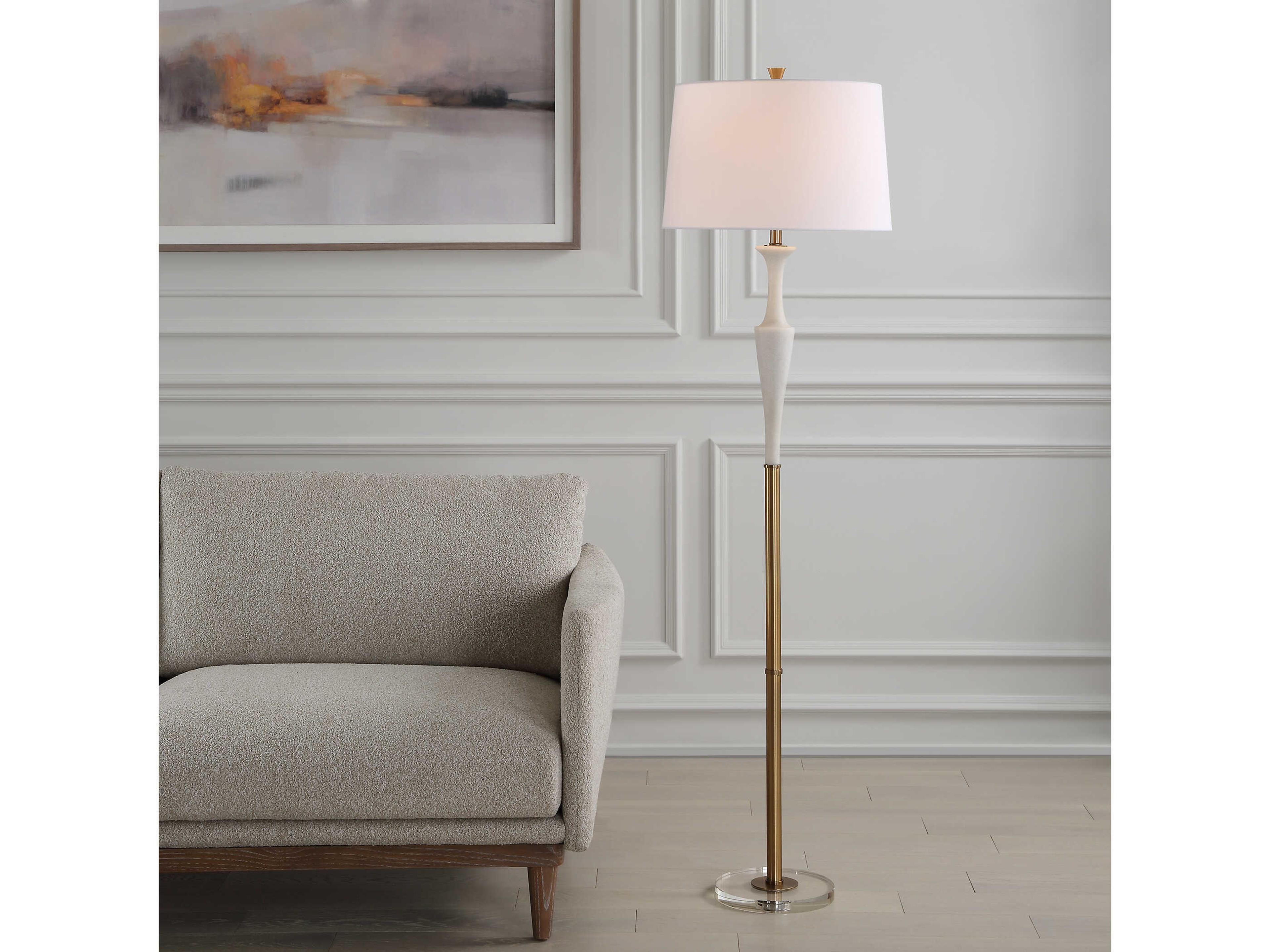Uttermost Colette Ivory Round Hardback White Floor Lamp
