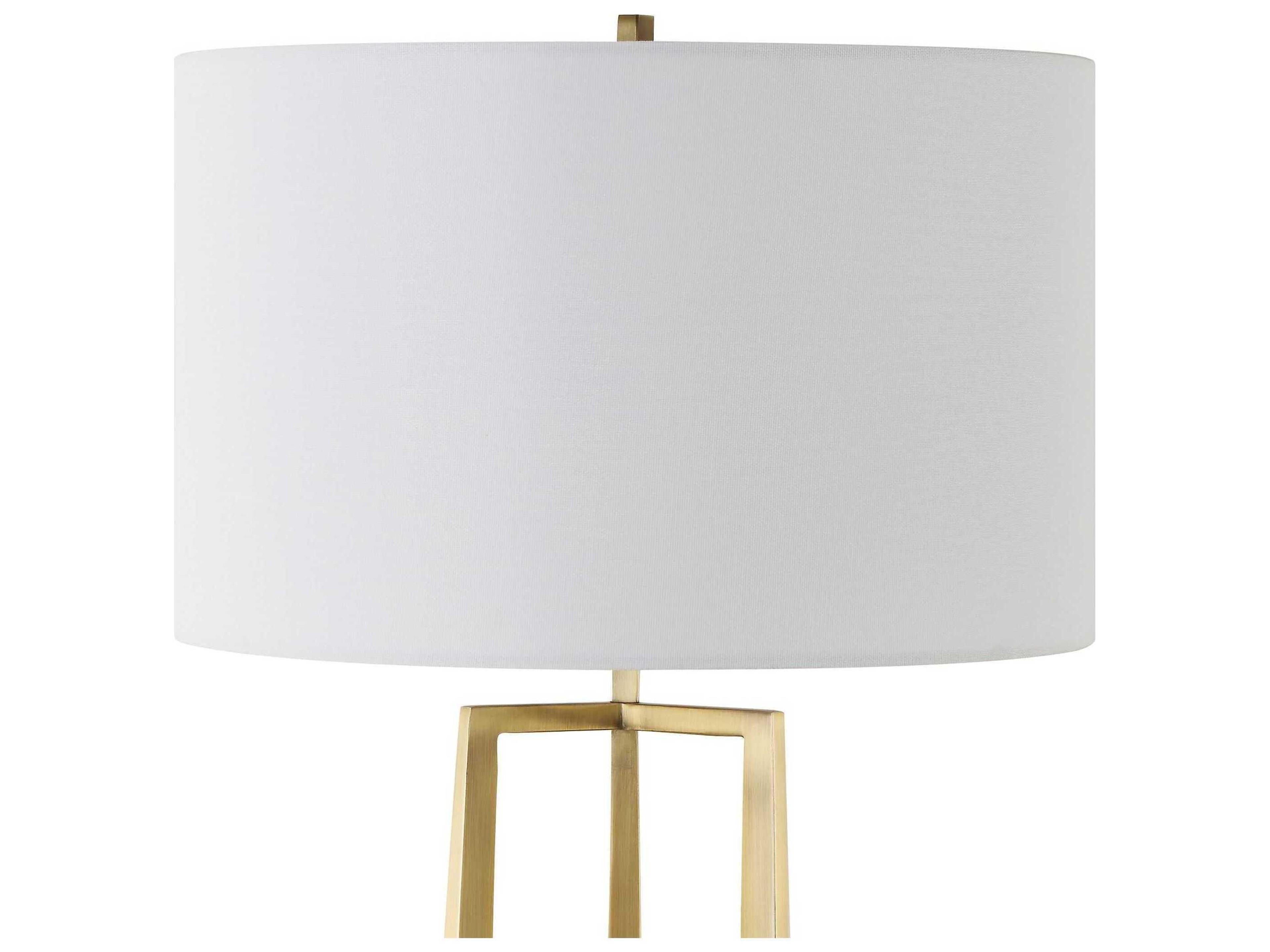 Uttermost Crossroads Antique Brass Round Drum Hardback Buffet Lamp