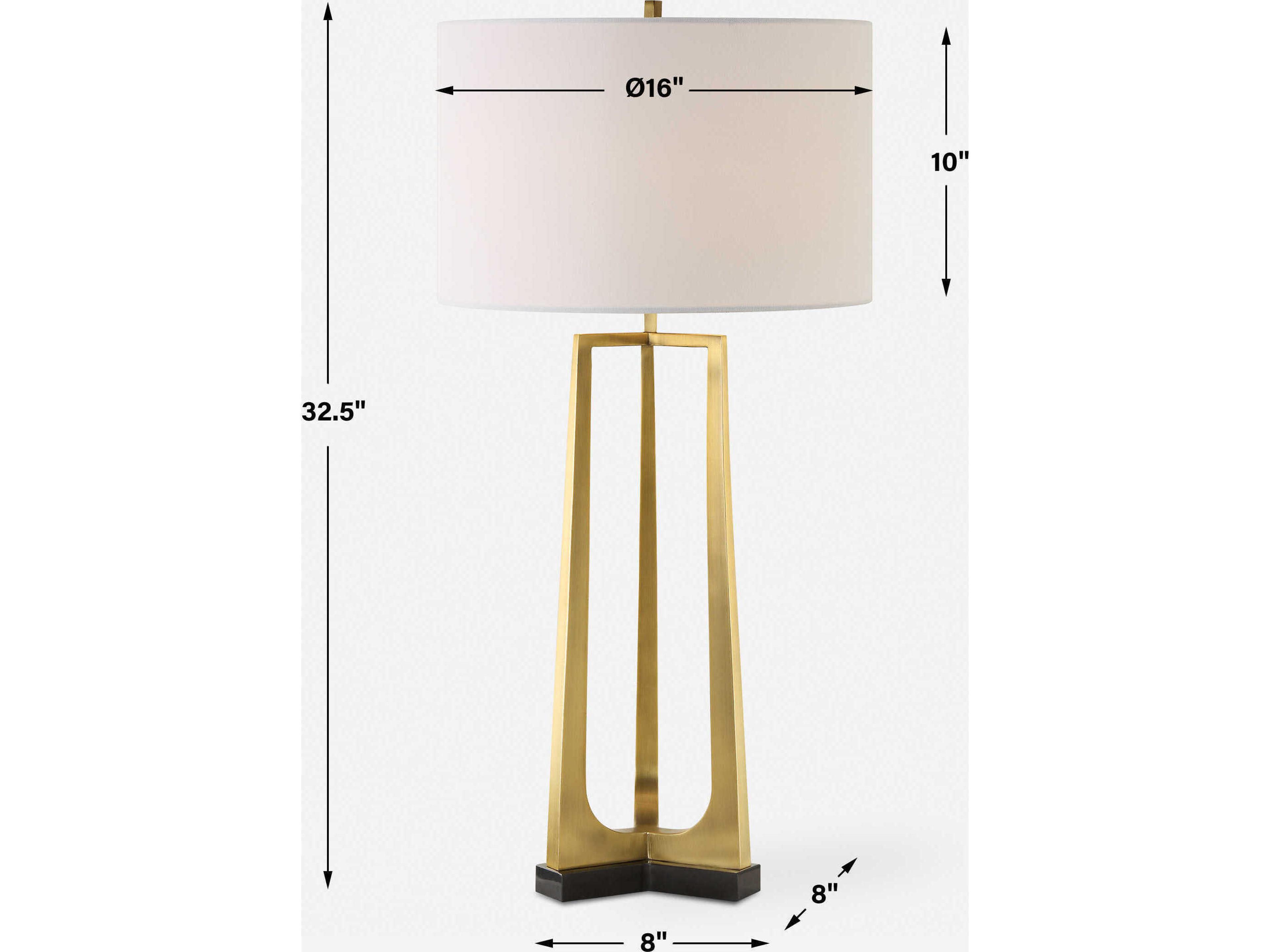 Uttermost Crossroads Antique Brass Round Drum Hardback Buffet Lamp