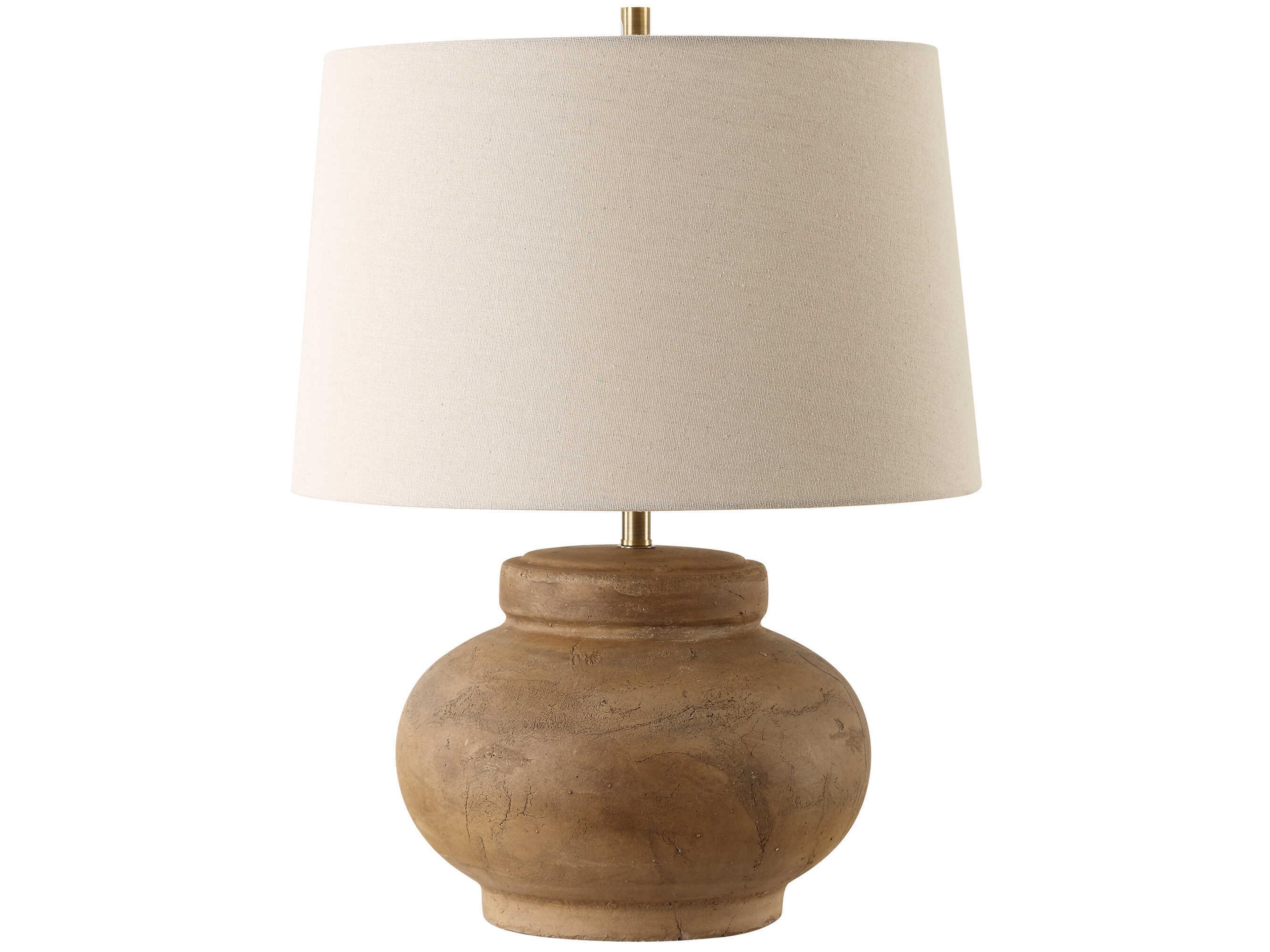 Urbino Distressed Terracotta Round Hardback Rolled Edge Brown Table Lamp