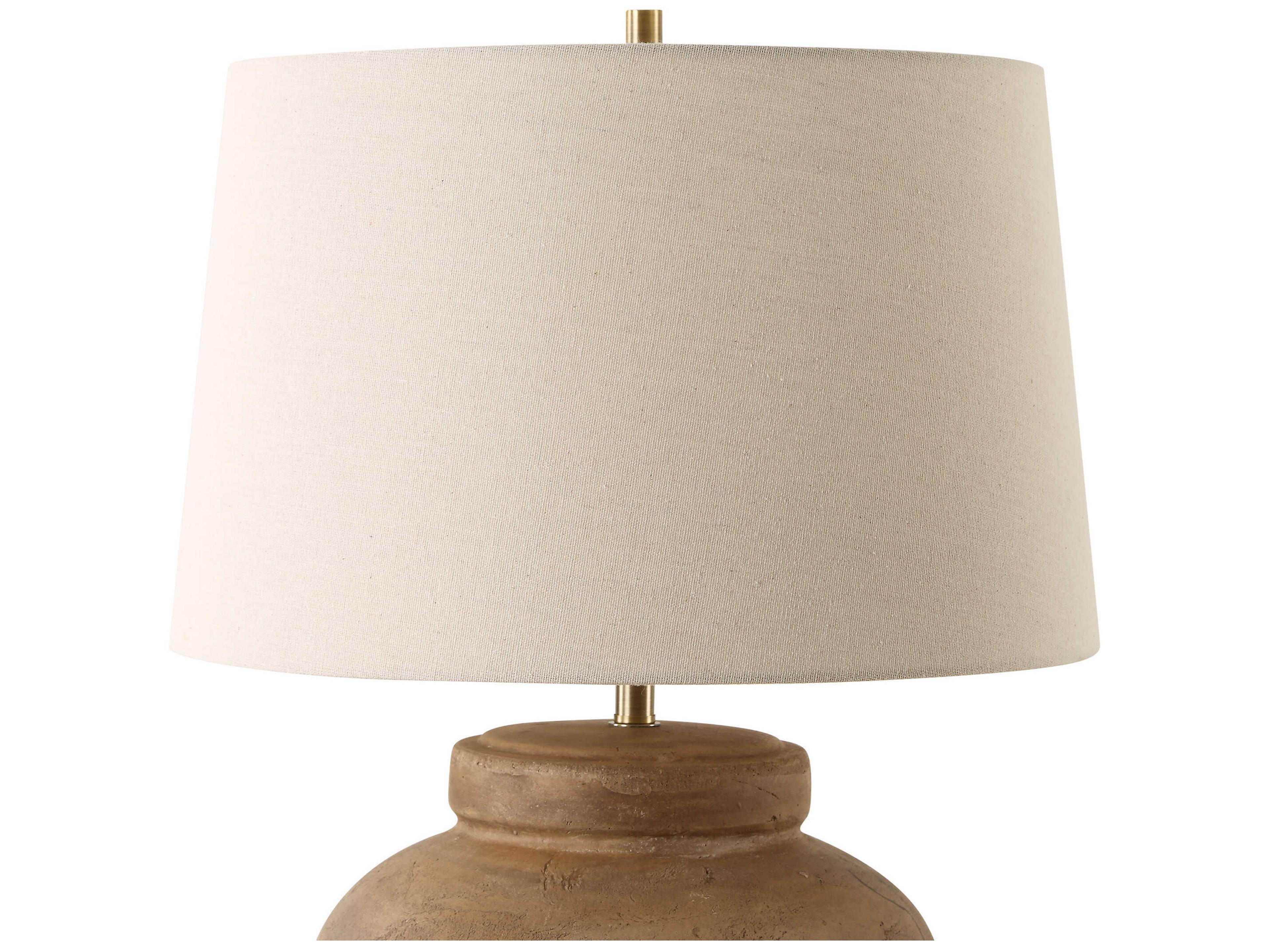 Uttermost Urbino Distressed Terracotta Round Hardback Rolled Edge Brown Table Lamp
