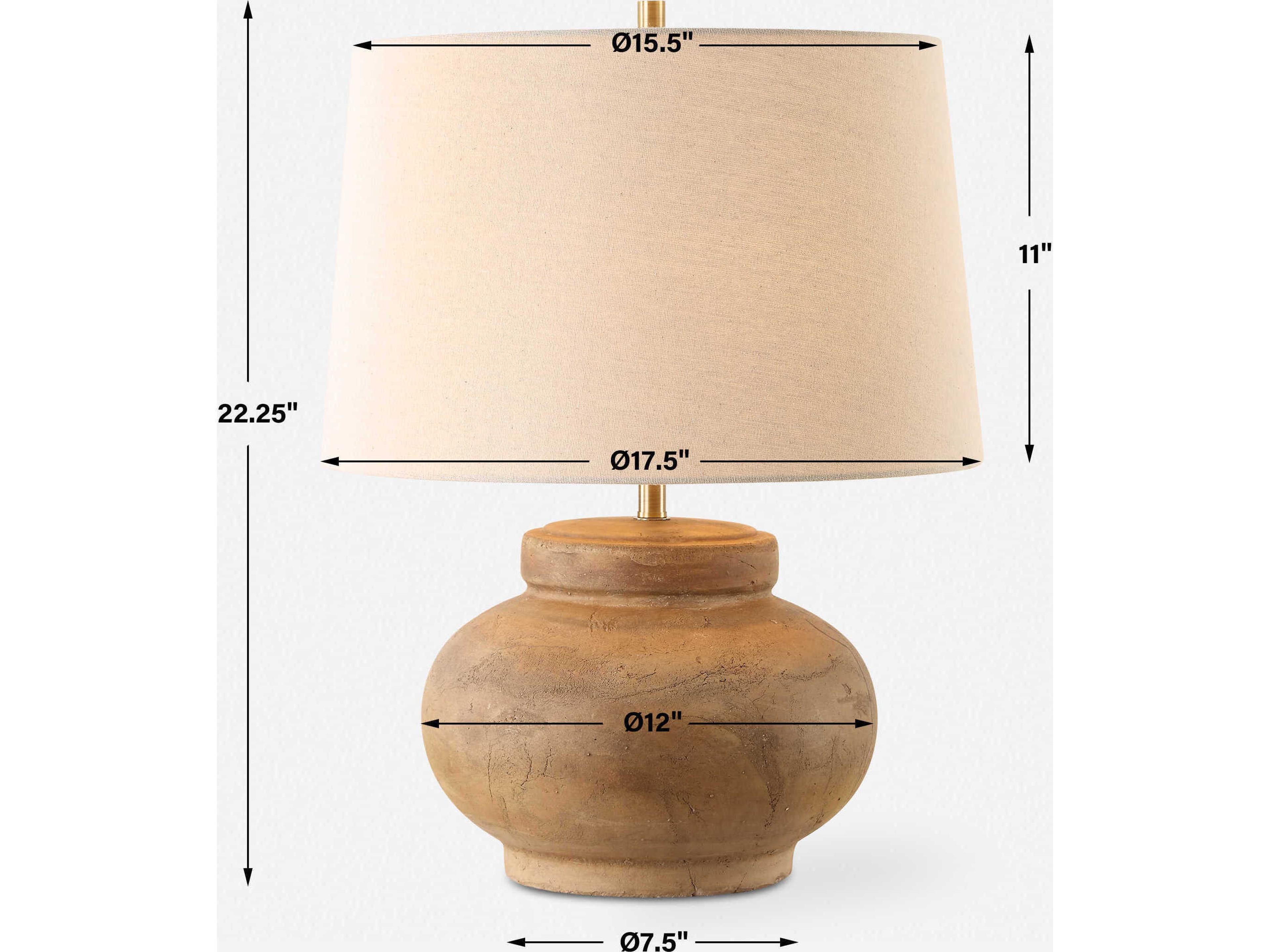 Uttermost Urbino Distressed Terracotta Round Hardback Rolled Edge Brown Table Lamp
