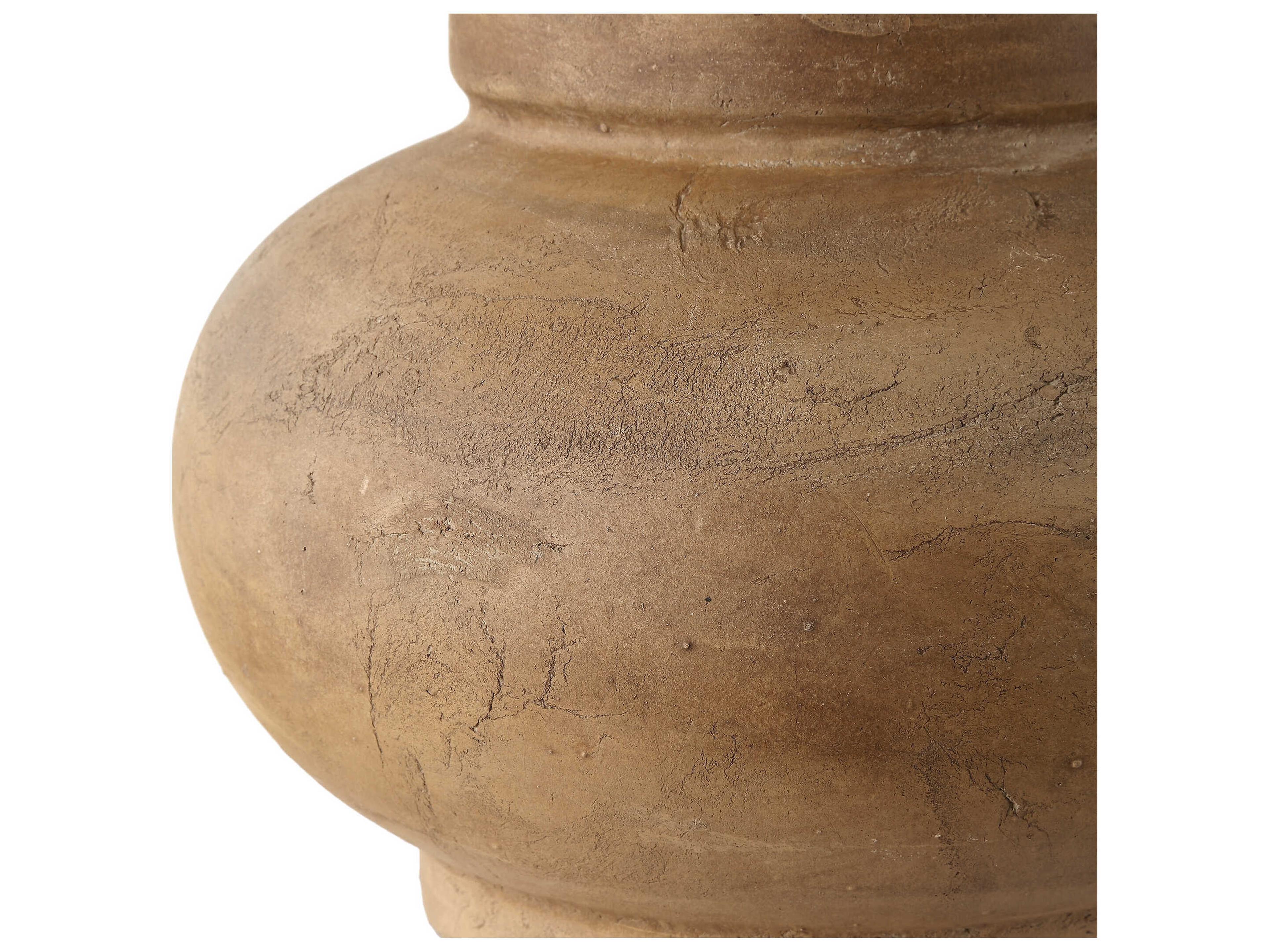 Uttermost Urbino Distressed Terracotta Round Hardback Rolled Edge Brown Table Lamp