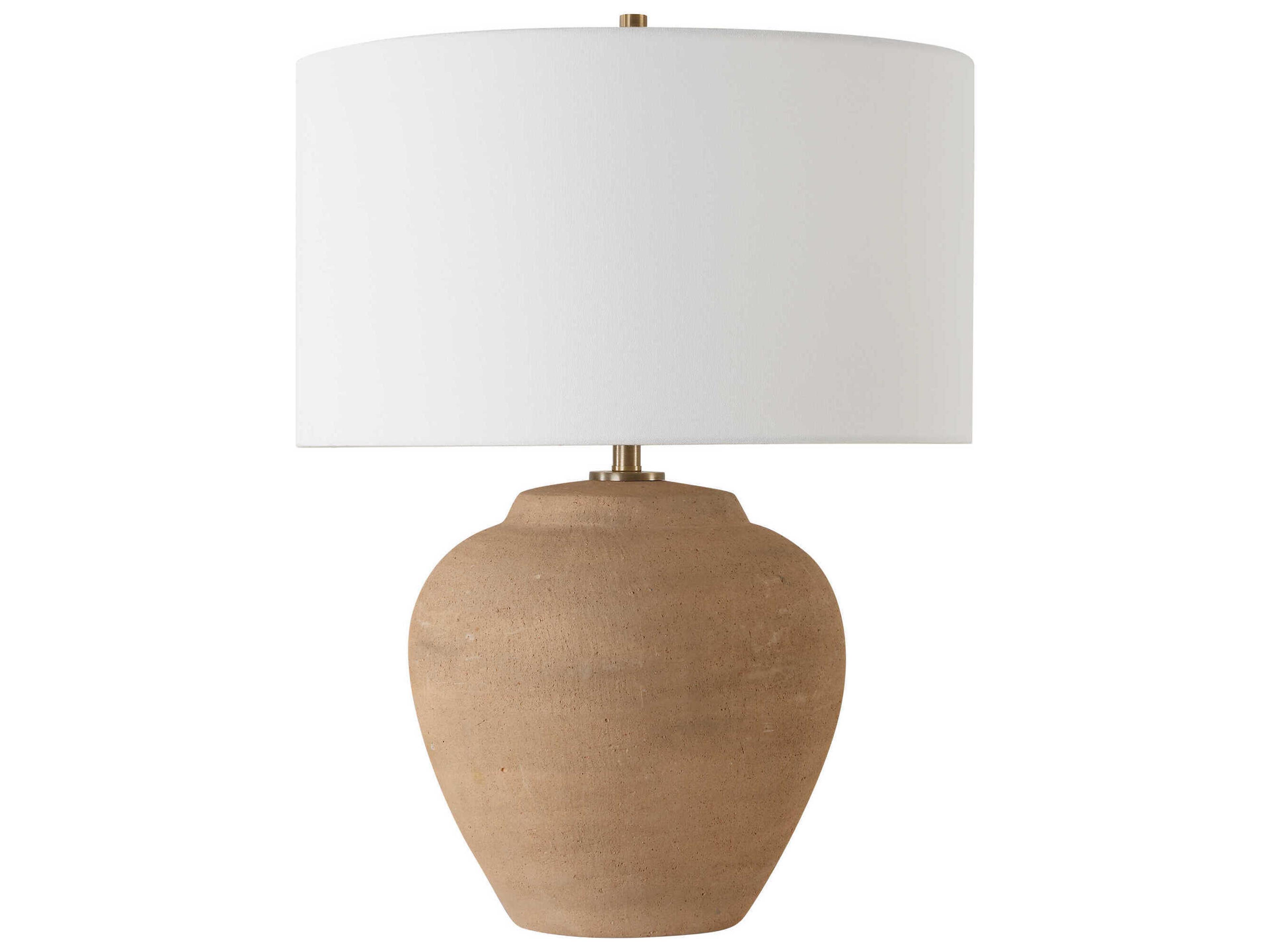 Uttermost Treviso Terracotta Drum Hardback Rolled Edge Brown Table Lamp