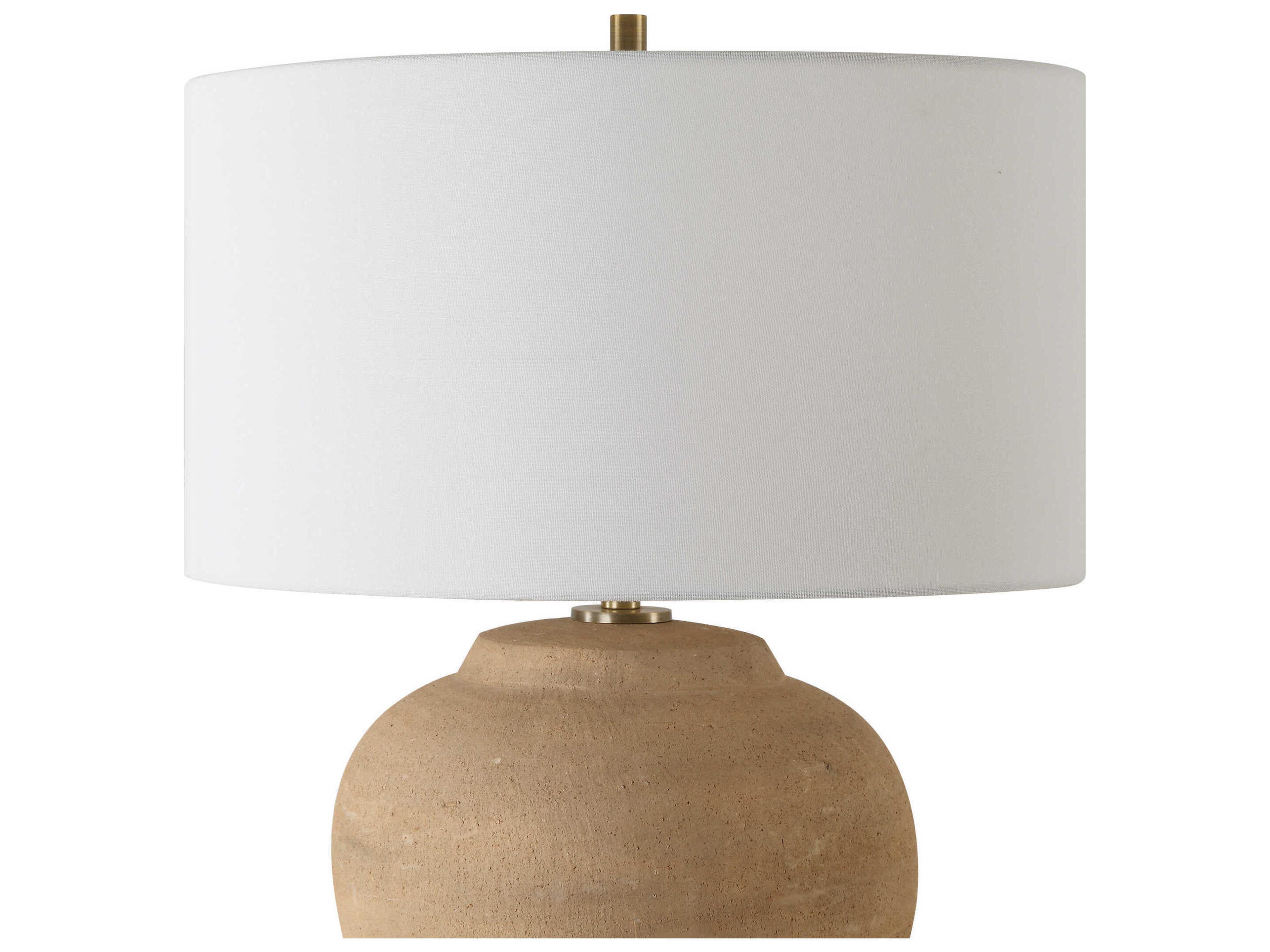 Uttermost Treviso Terracotta Drum Hardback Rolled Edge Brown Table Lamp