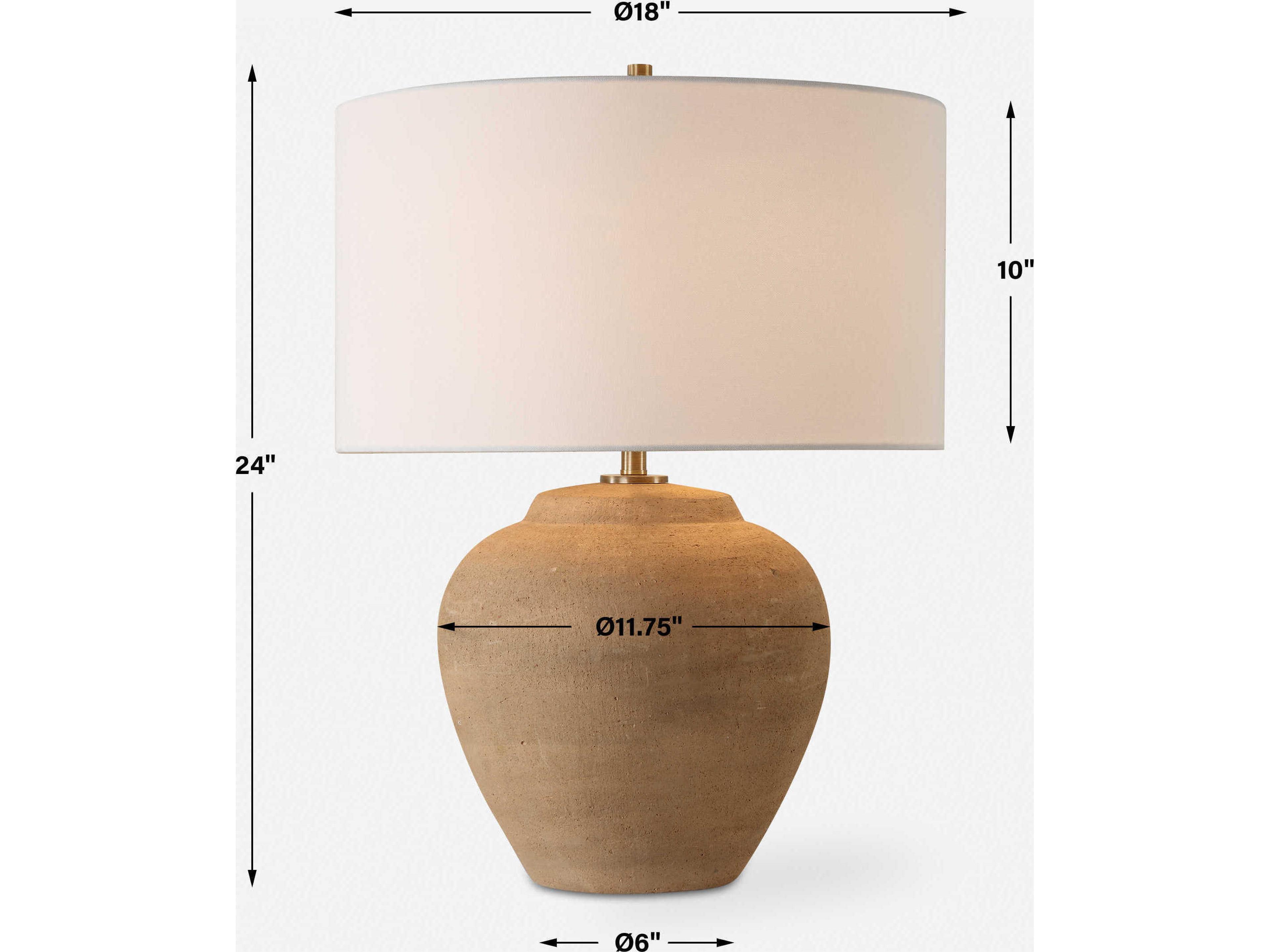 Uttermost Treviso Terracotta Drum Hardback Rolled Edge Brown Table Lamp