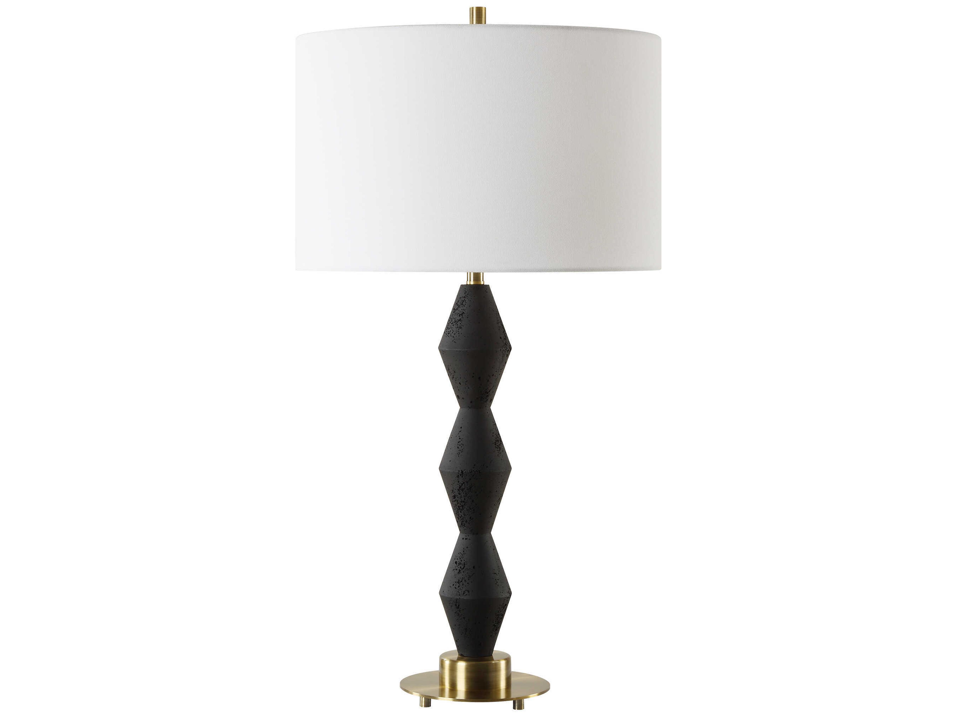 Uttermost Threefold Black Round Drum Hardback Buffet Lamp