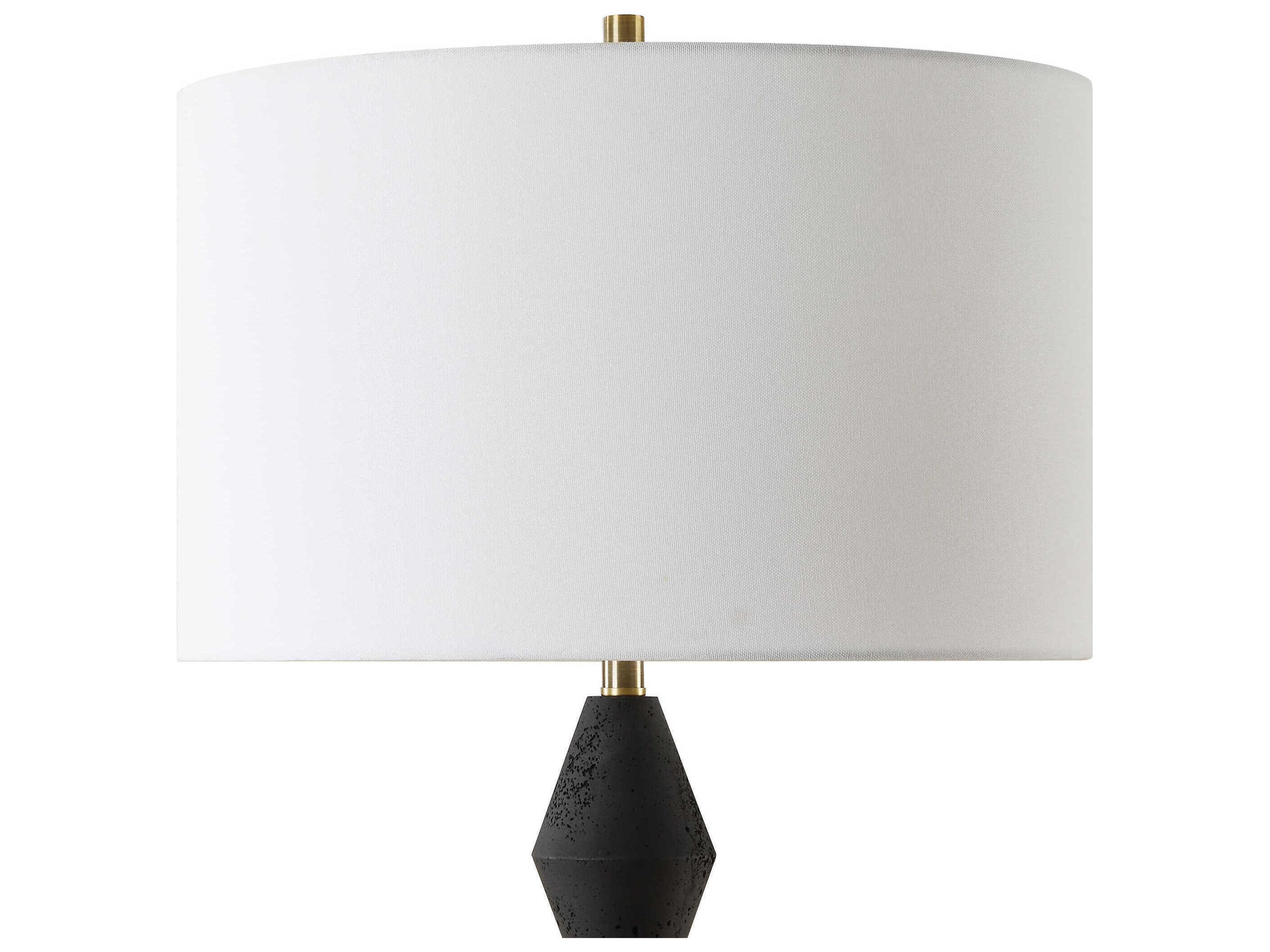 Uttermost Threefold Black Round Drum Hardback Buffet Lamp