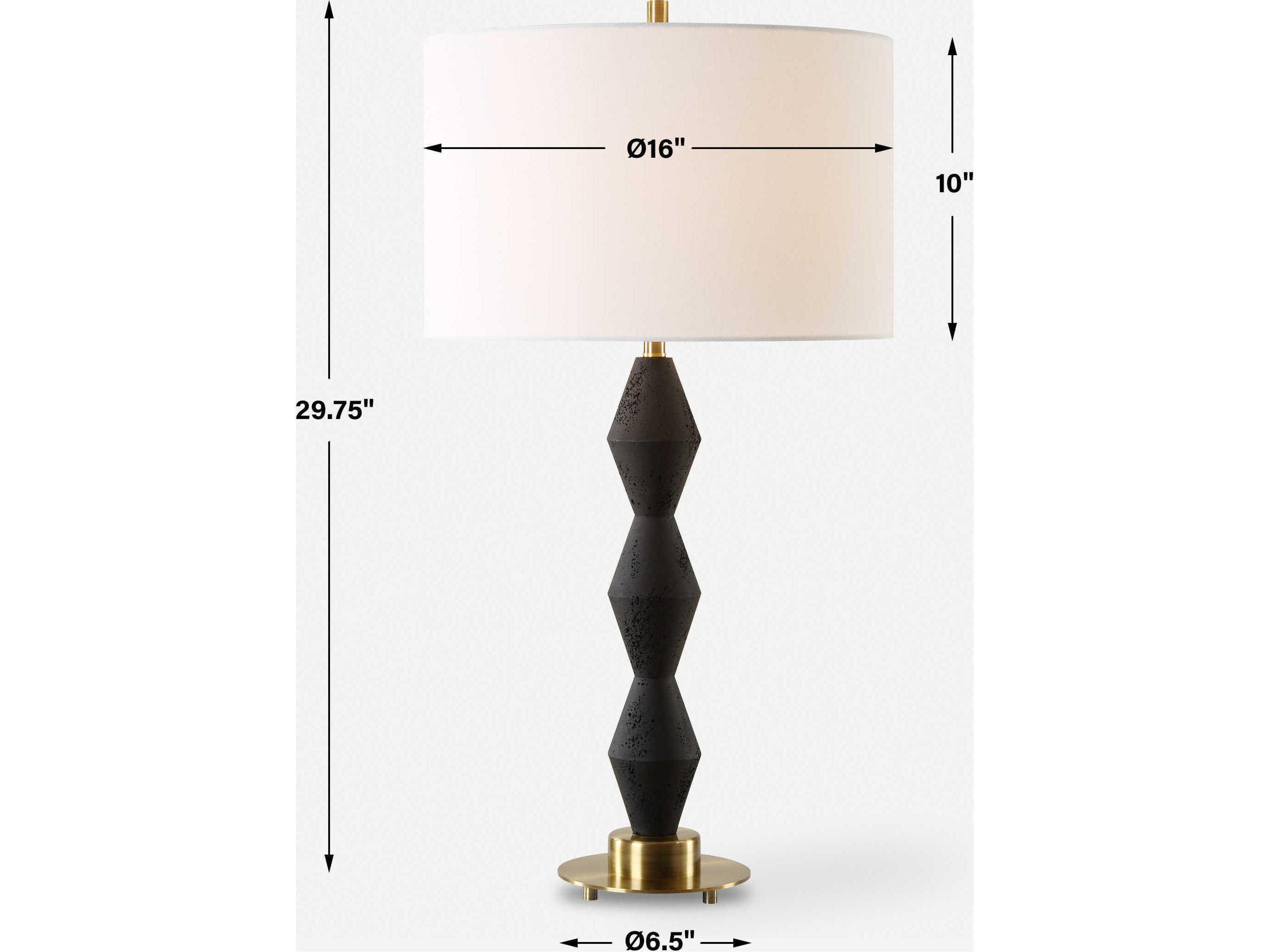 Uttermost Threefold Black Round Drum Hardback Buffet Lamp