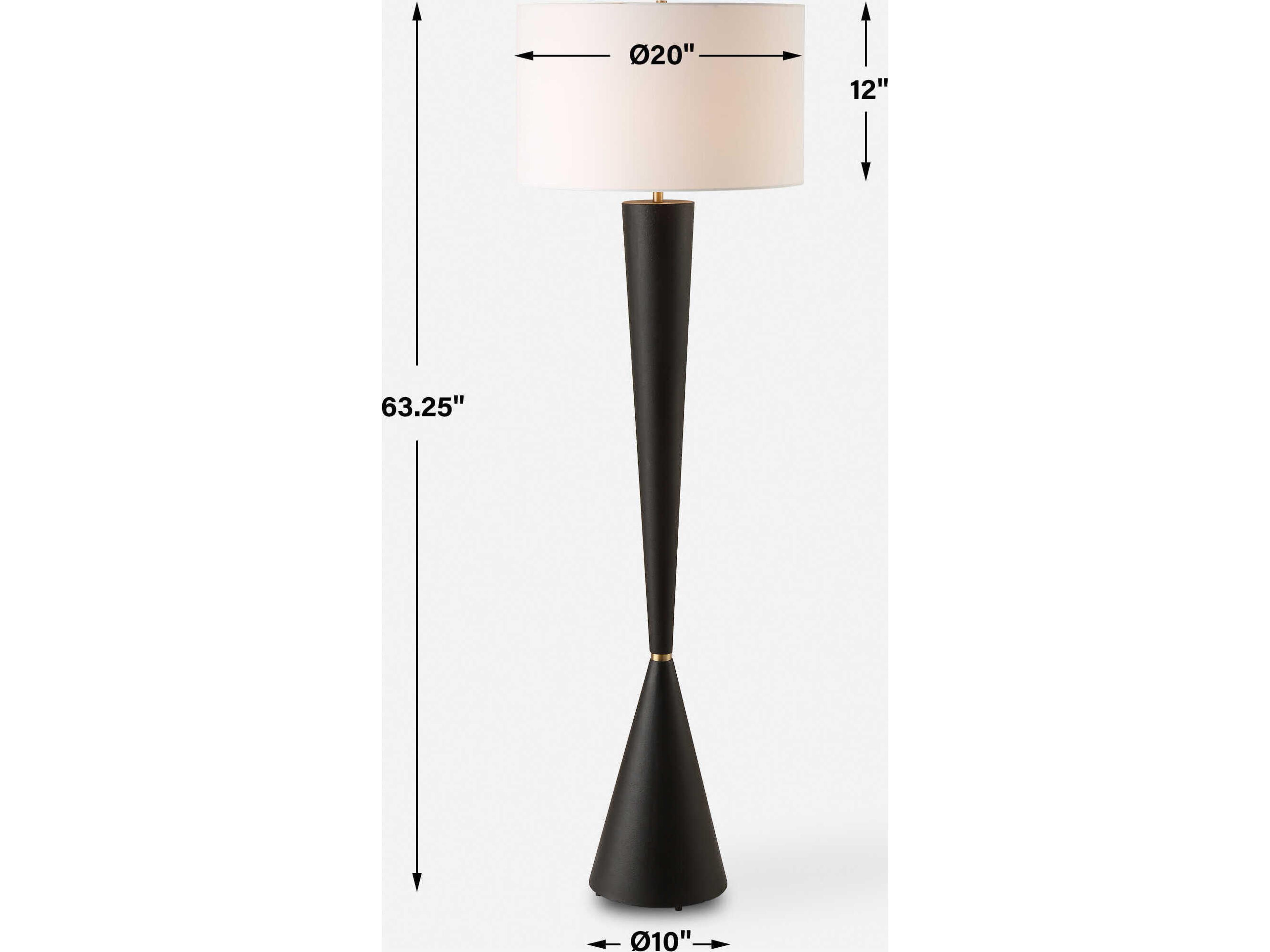 Uttermost Layla Textured Black Round Drum Hardback Floor Lamp