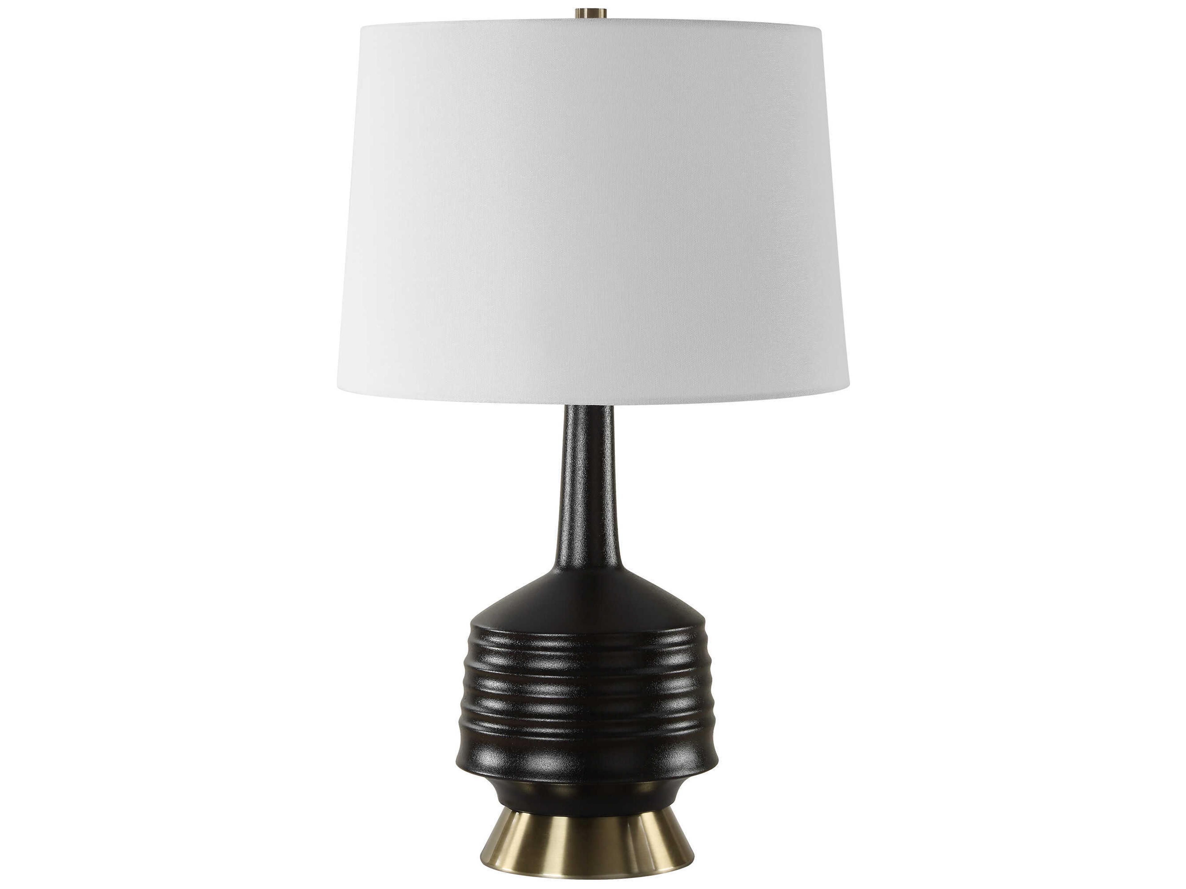 Uttermost Foster Textured Black Round Hardback Buffet Lamp