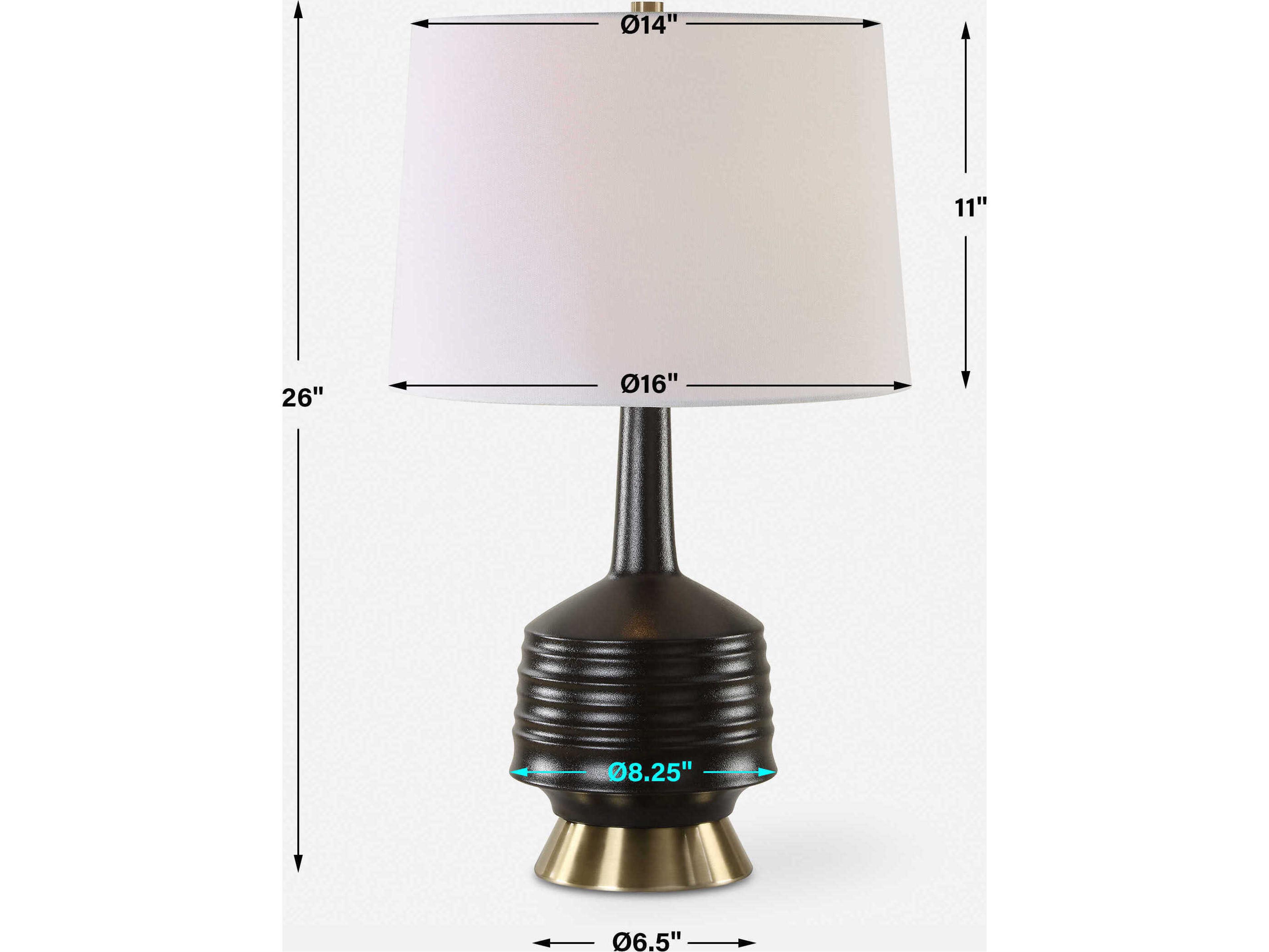 Uttermost Foster Textured Black Round Hardback Buffet Lamp