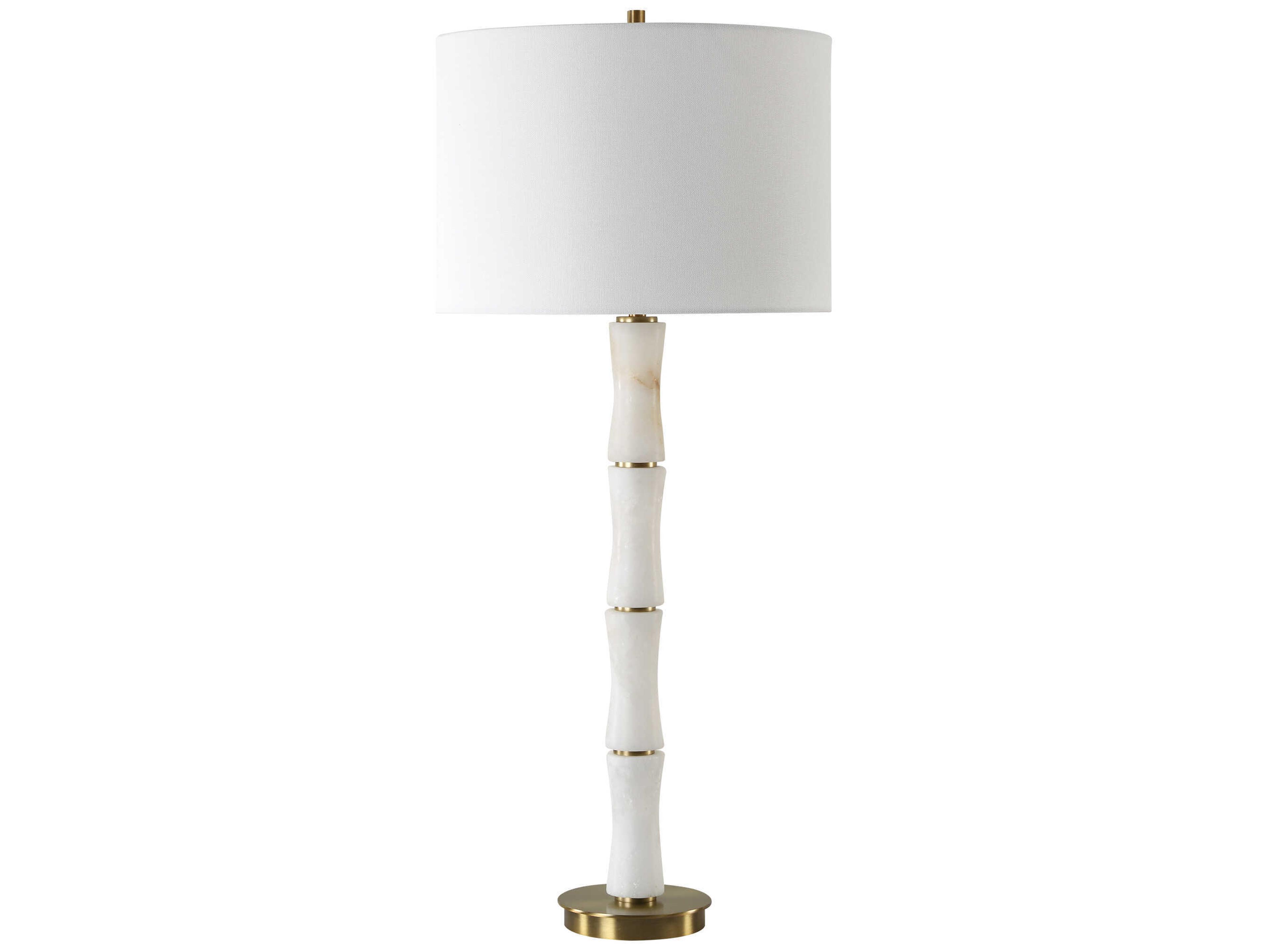 Uttermost Unify Polished Alabaster Round Drum Hardback White Buffet Lamp