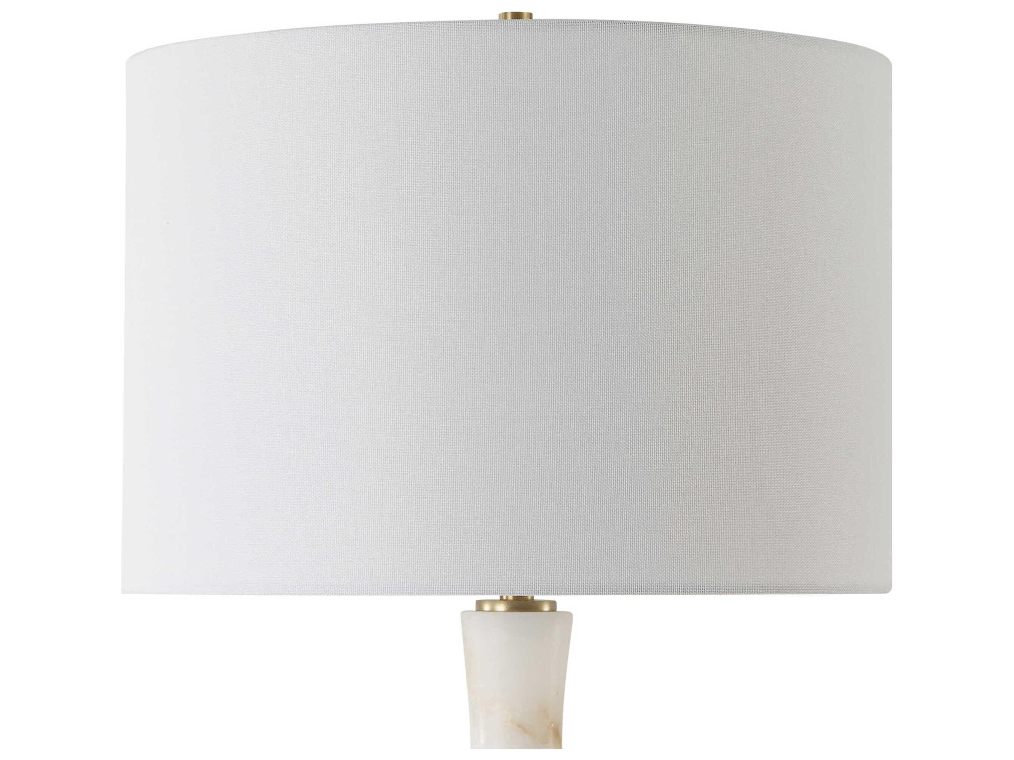 Uttermost Unify Polished Alabaster Round Drum Hardback White Buffet Lamp