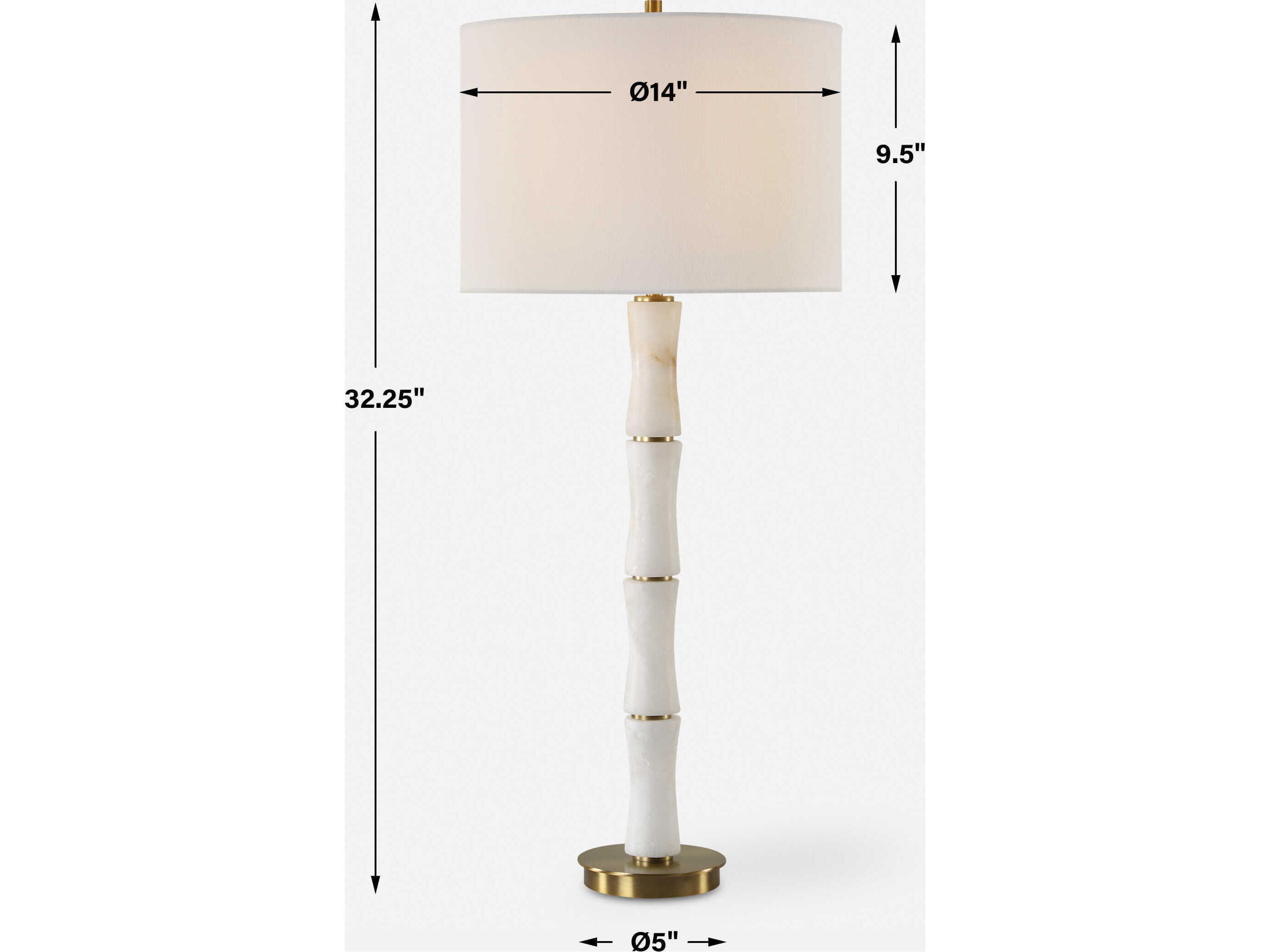 Uttermost Unify Polished Alabaster Round Drum Hardback White Buffet Lamp