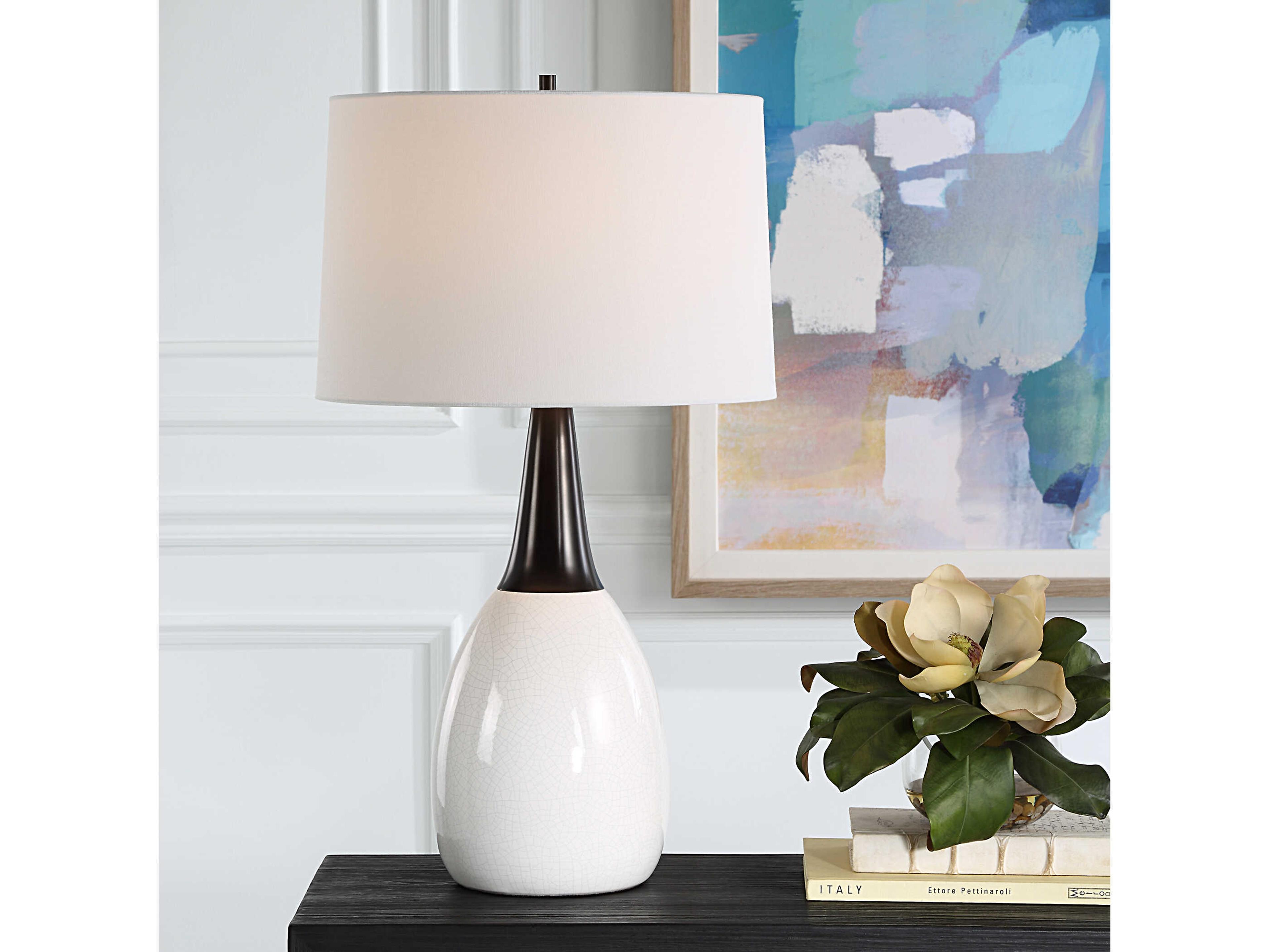 Uttermost Fralin White Round Hardback Buffet Lamp