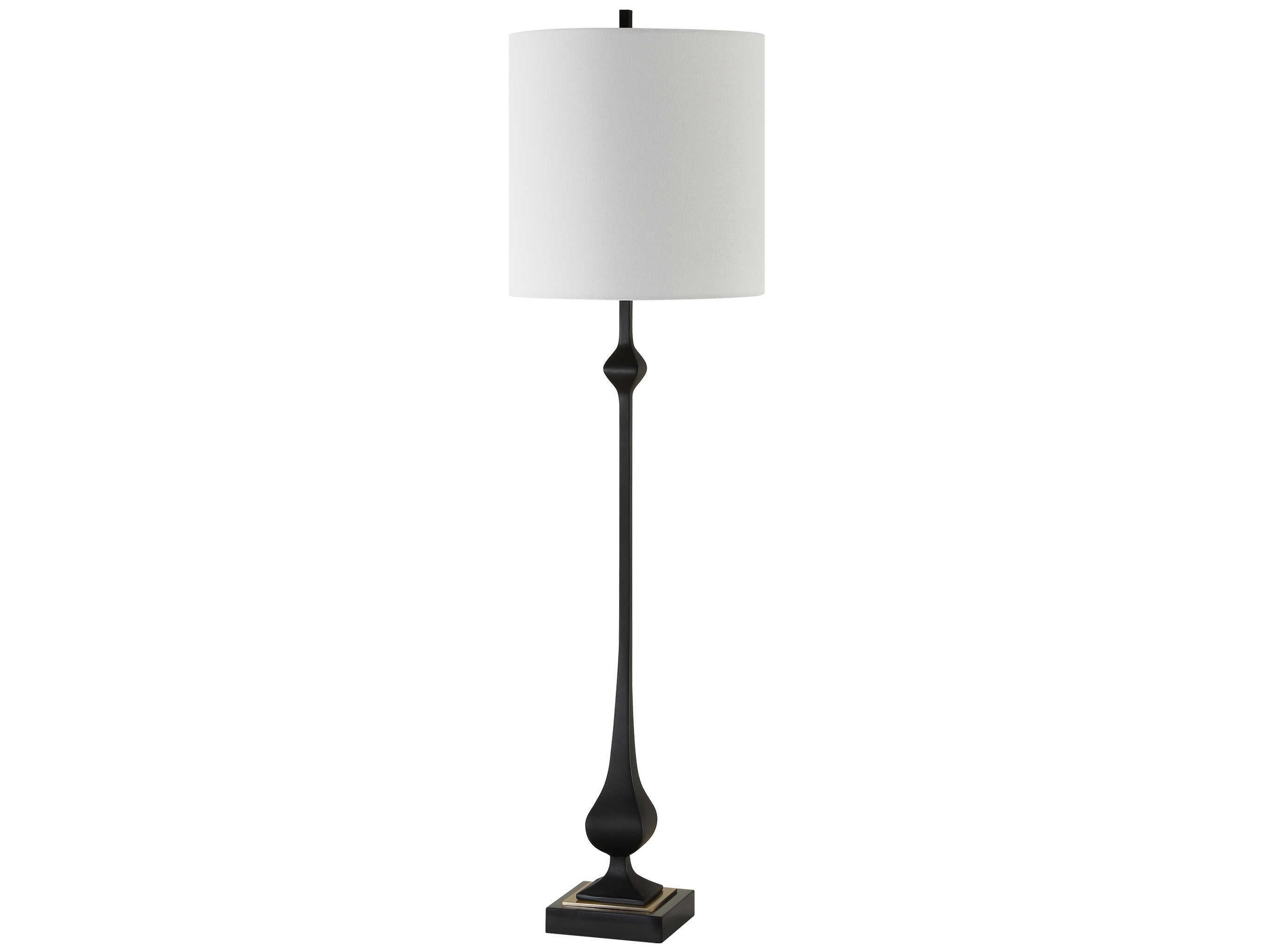Hightower Satin Black Round Drum Hardback Buffet Lamp