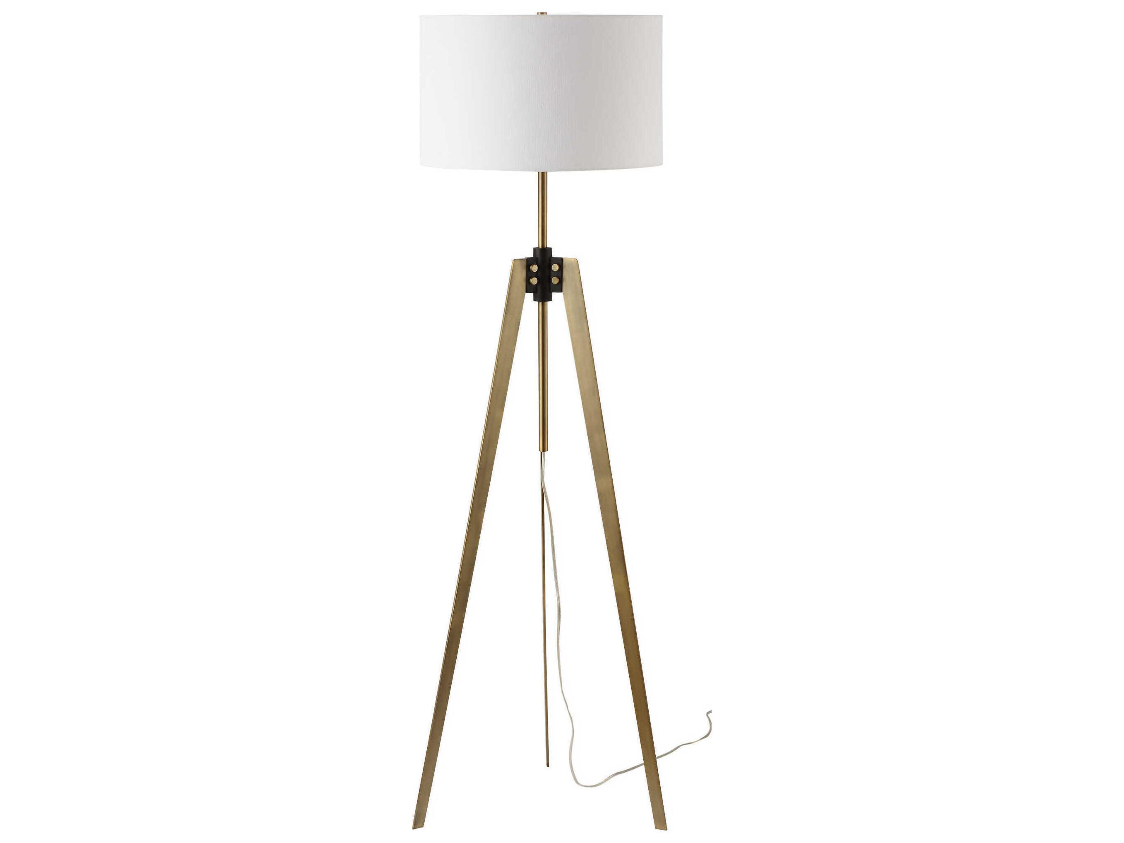 Anchorage Antique Brass Round Drum Hardback Floor Lamp