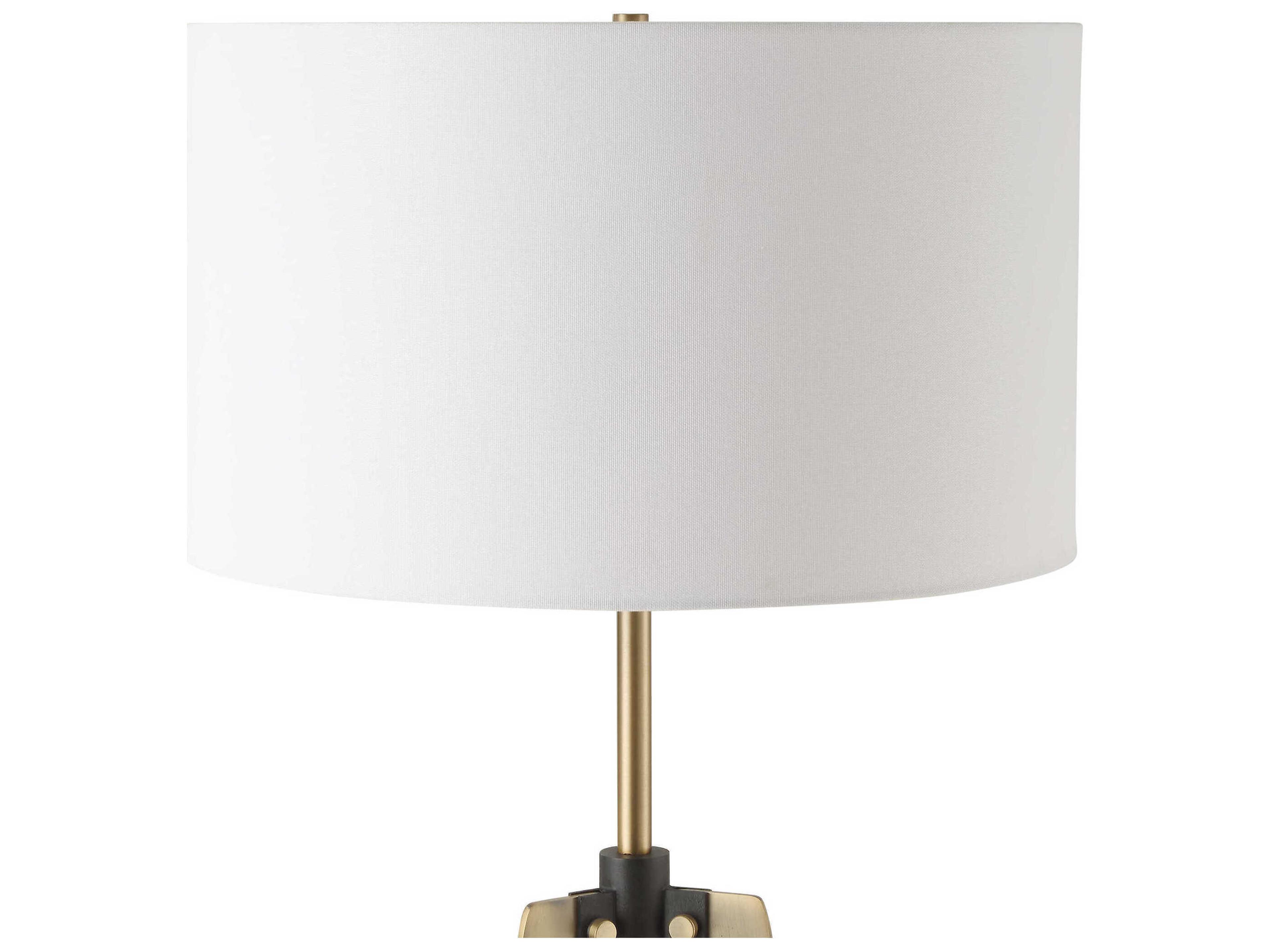 Uttermost Anchorage Antique Brass Round Drum Hardback Floor Lamp