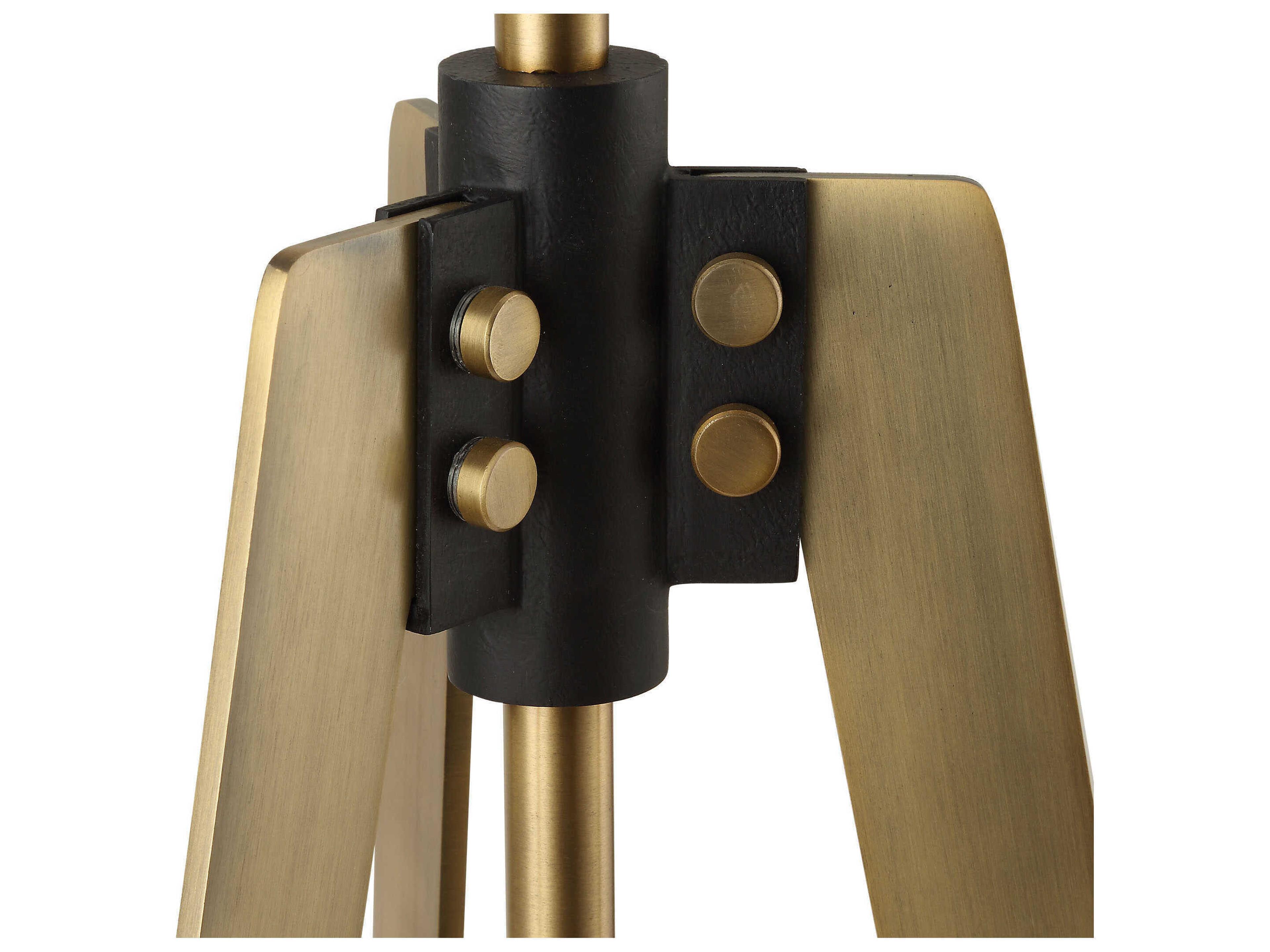 Uttermost Anchorage Antique Brass Round Drum Hardback Floor Lamp