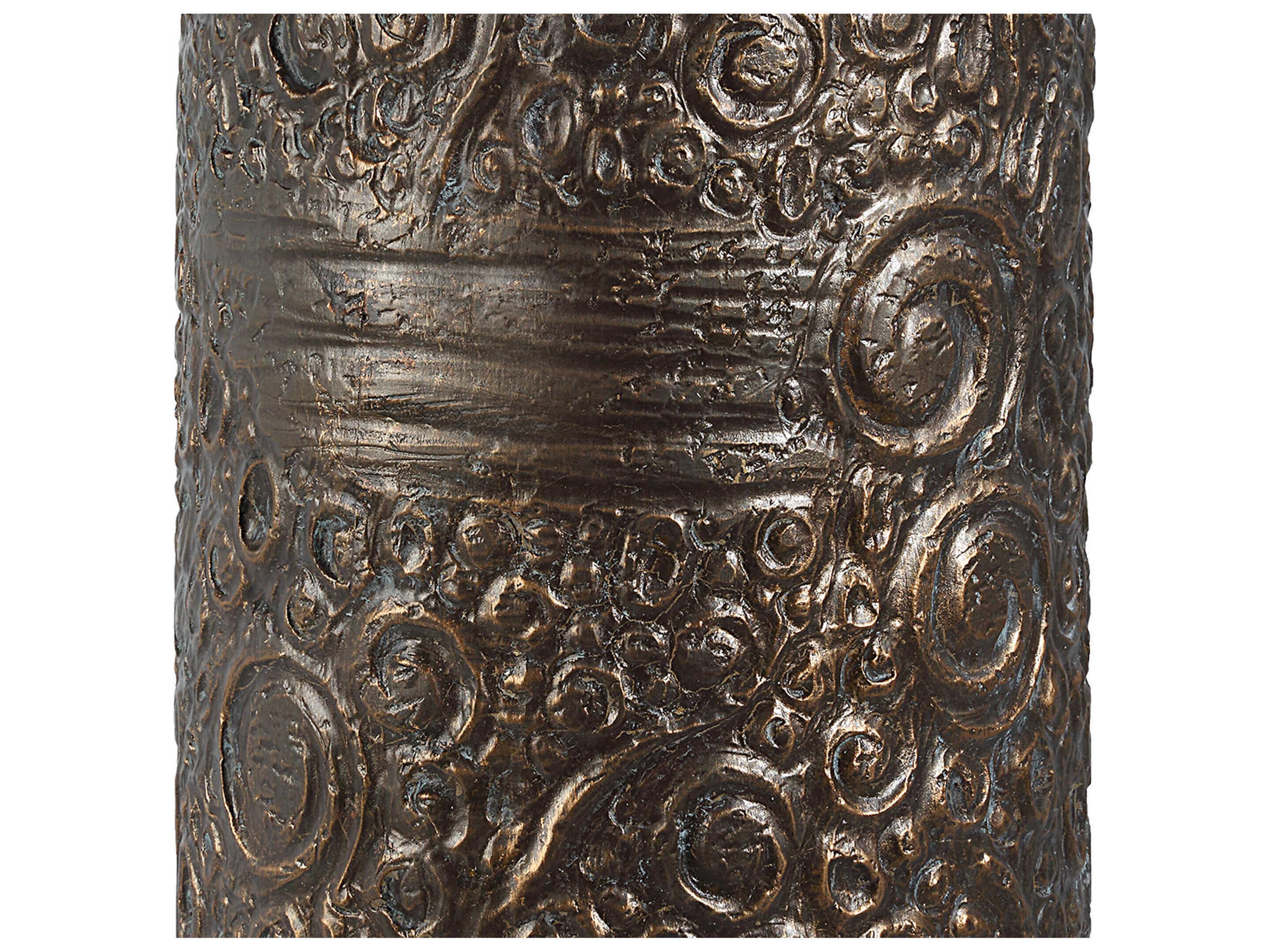 Uttermost Malaga Distressed Aged Bronze Round Drum Hardback Buffet Lamp