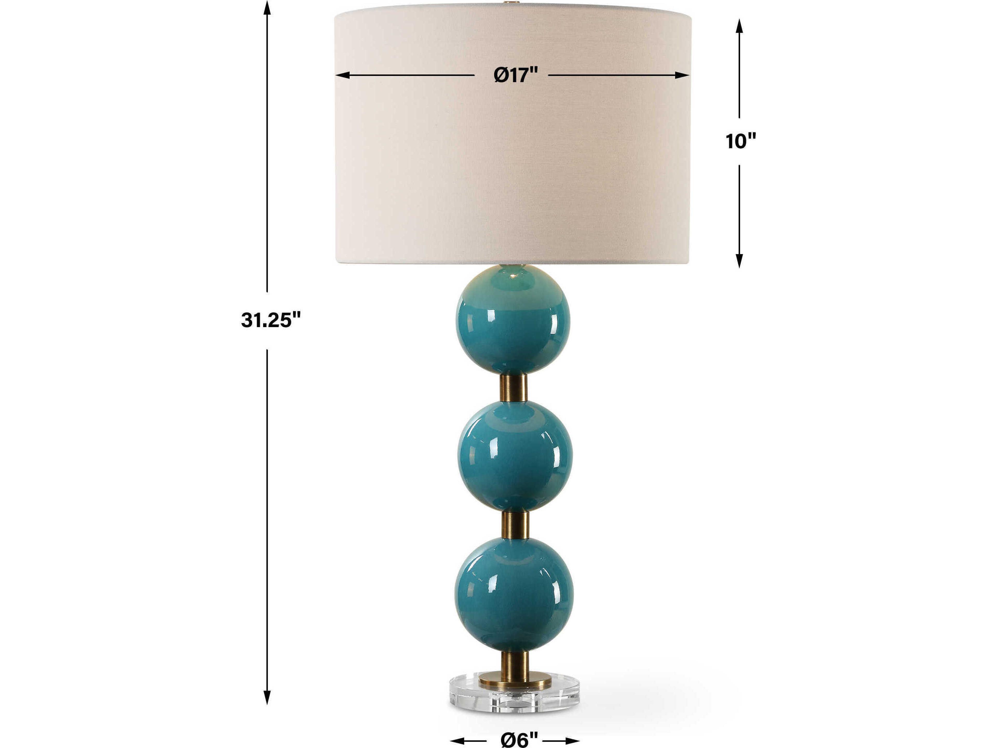 Uttermost Palawan Turquoise Blue Round Drum Hardback Buffet Lamp