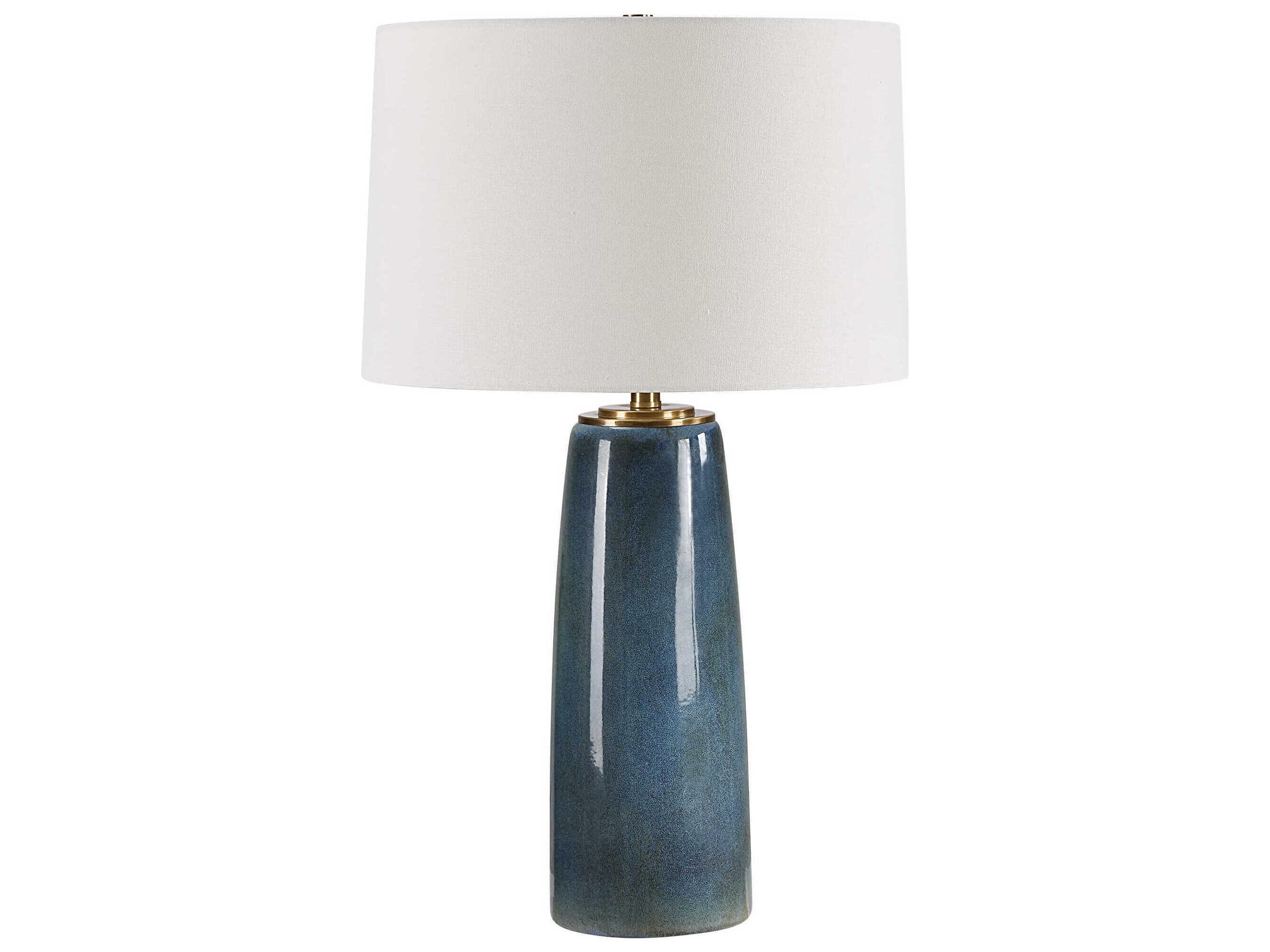 Uttermost Submerged Deep Blue Round Hardback Buffet Lamp