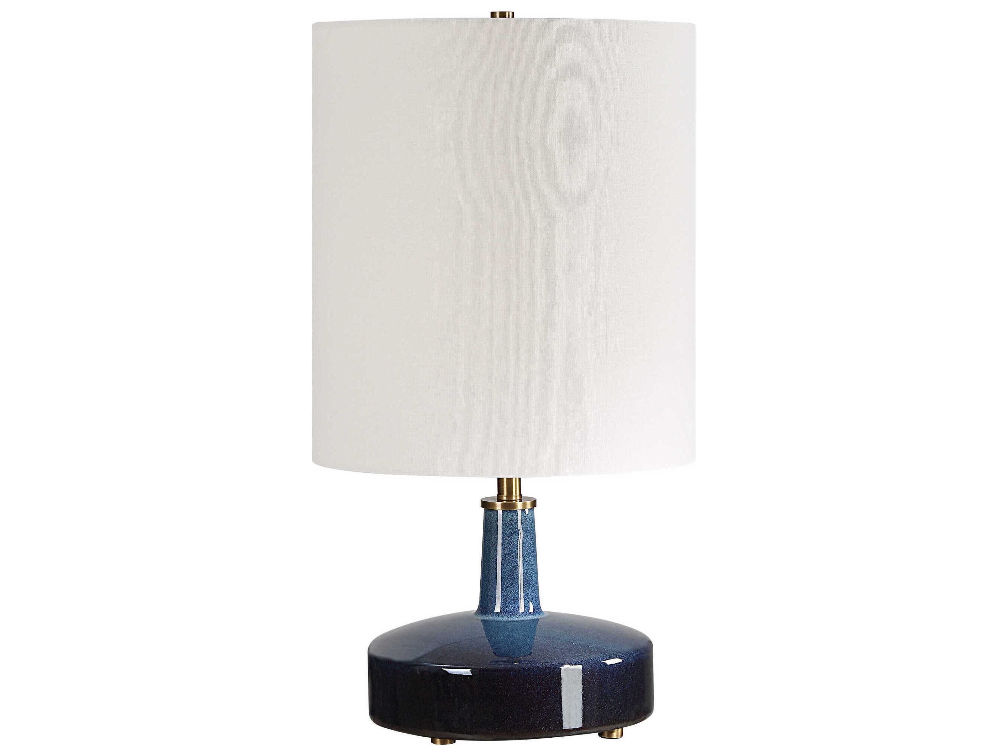 Abyss Light Blue Midnight Round Drum Hardback Table Lamp