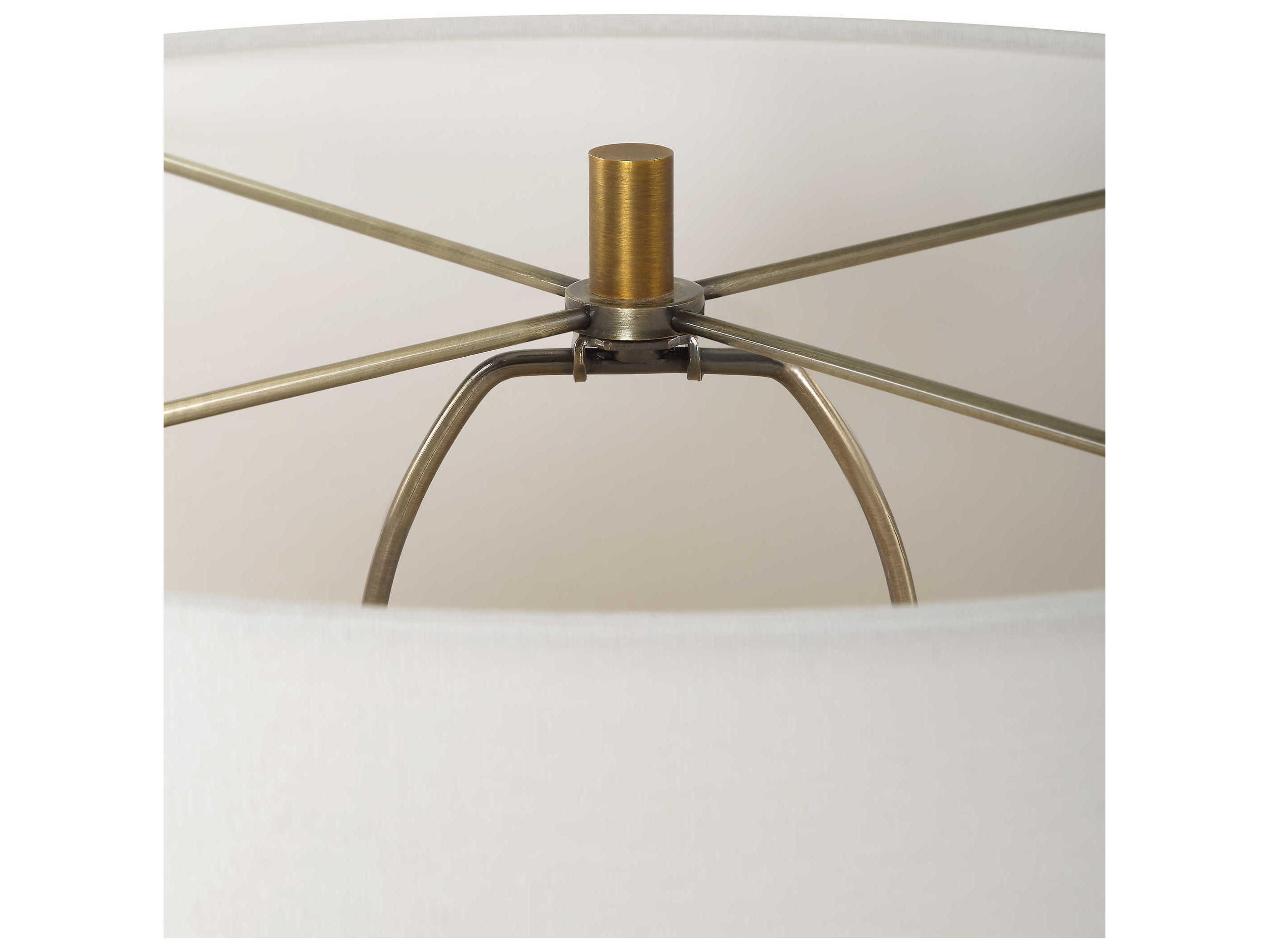 Uttermost Avola White Antique Brass Round Drum Hardback Buffet Lamp