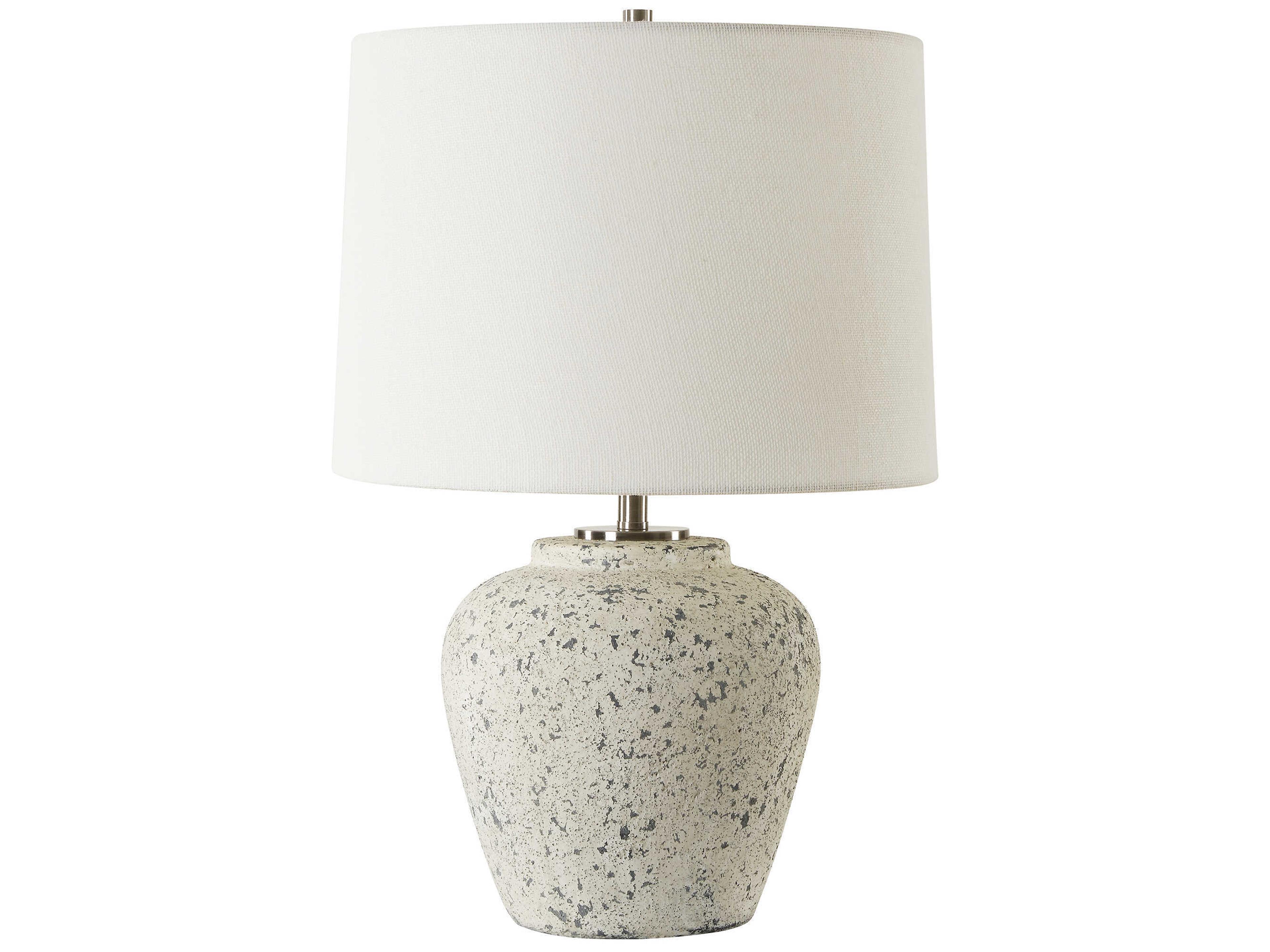 Uttermost Rupture Stone Gray Round Hardback Table Lamp