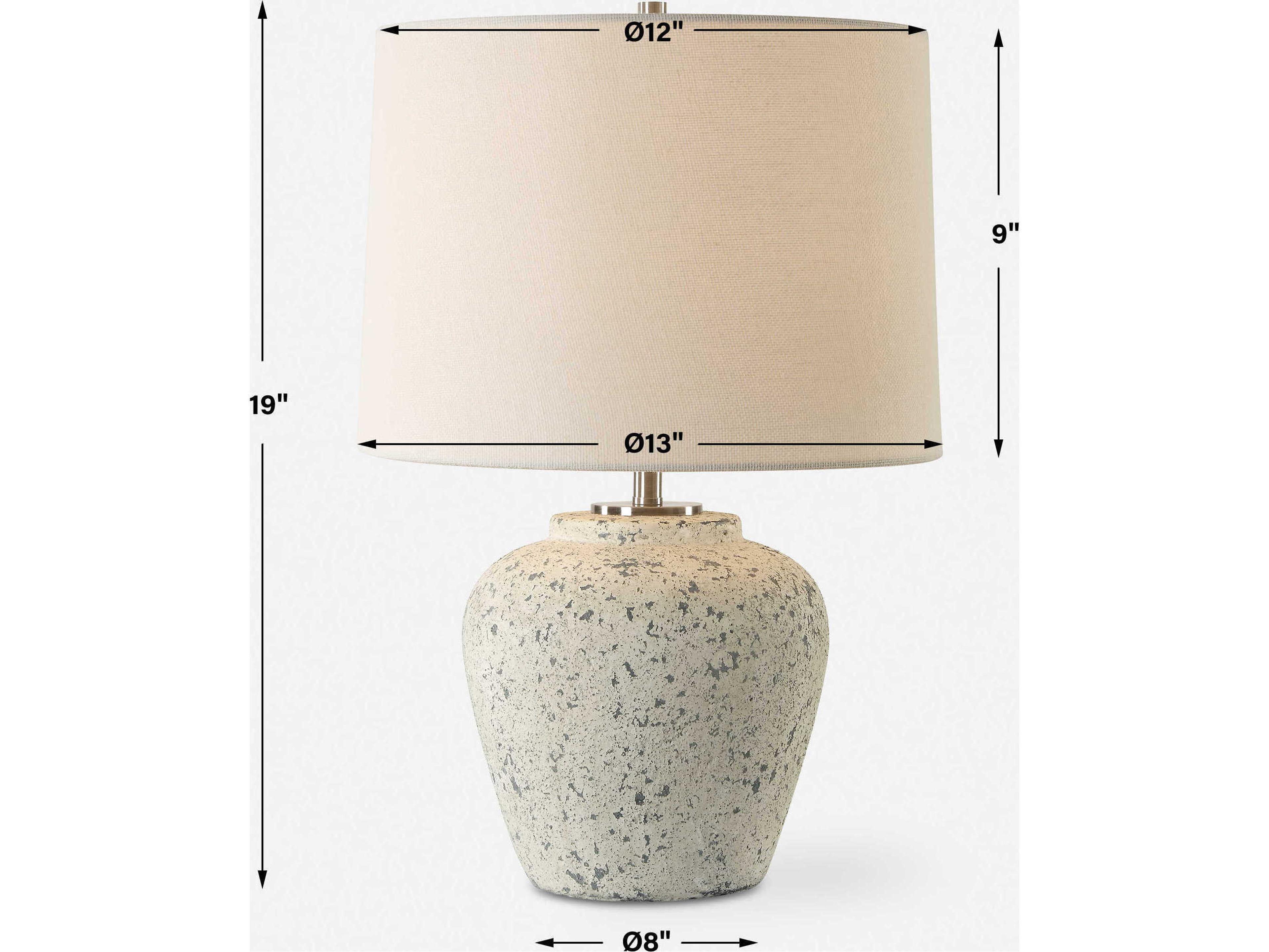 Uttermost Rupture Stone Gray Round Hardback Table Lamp