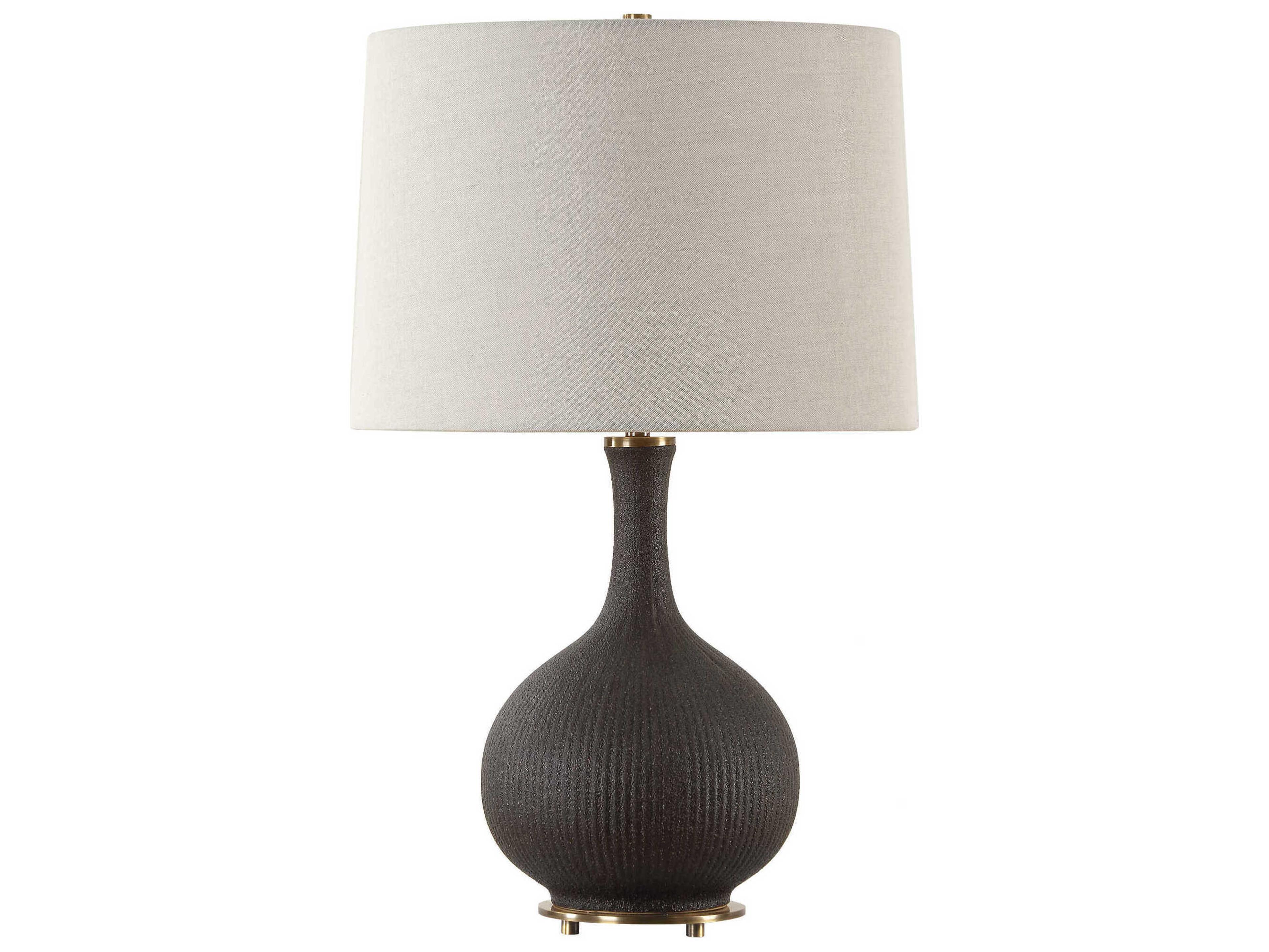 Rimini Matte Black Round Hardback Table Lamp