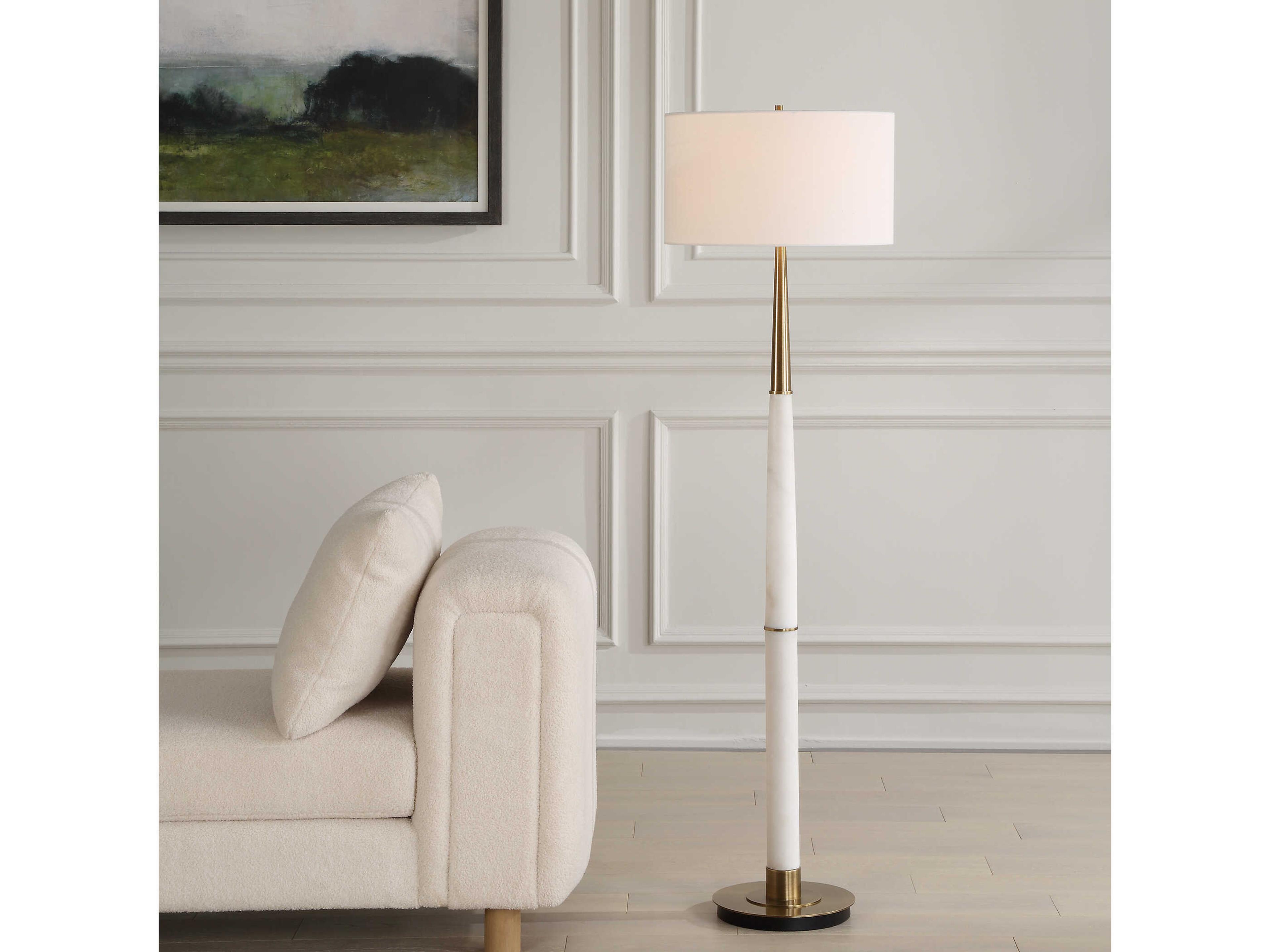 Uttermost Faro White Round Hardback Floor Lamp