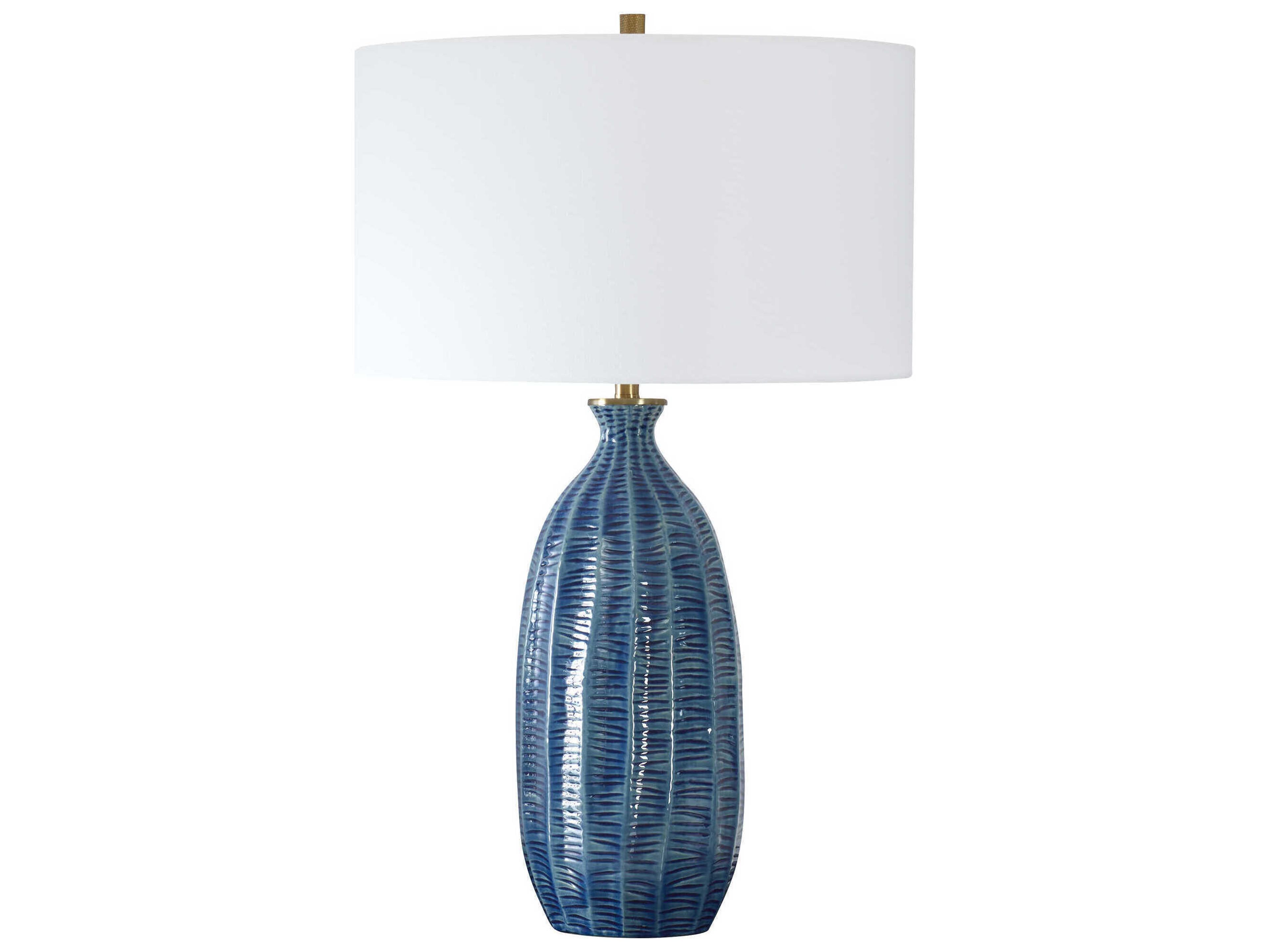 Uttermost Bixby Rich Blue Drum with Liner Buffet Lamp