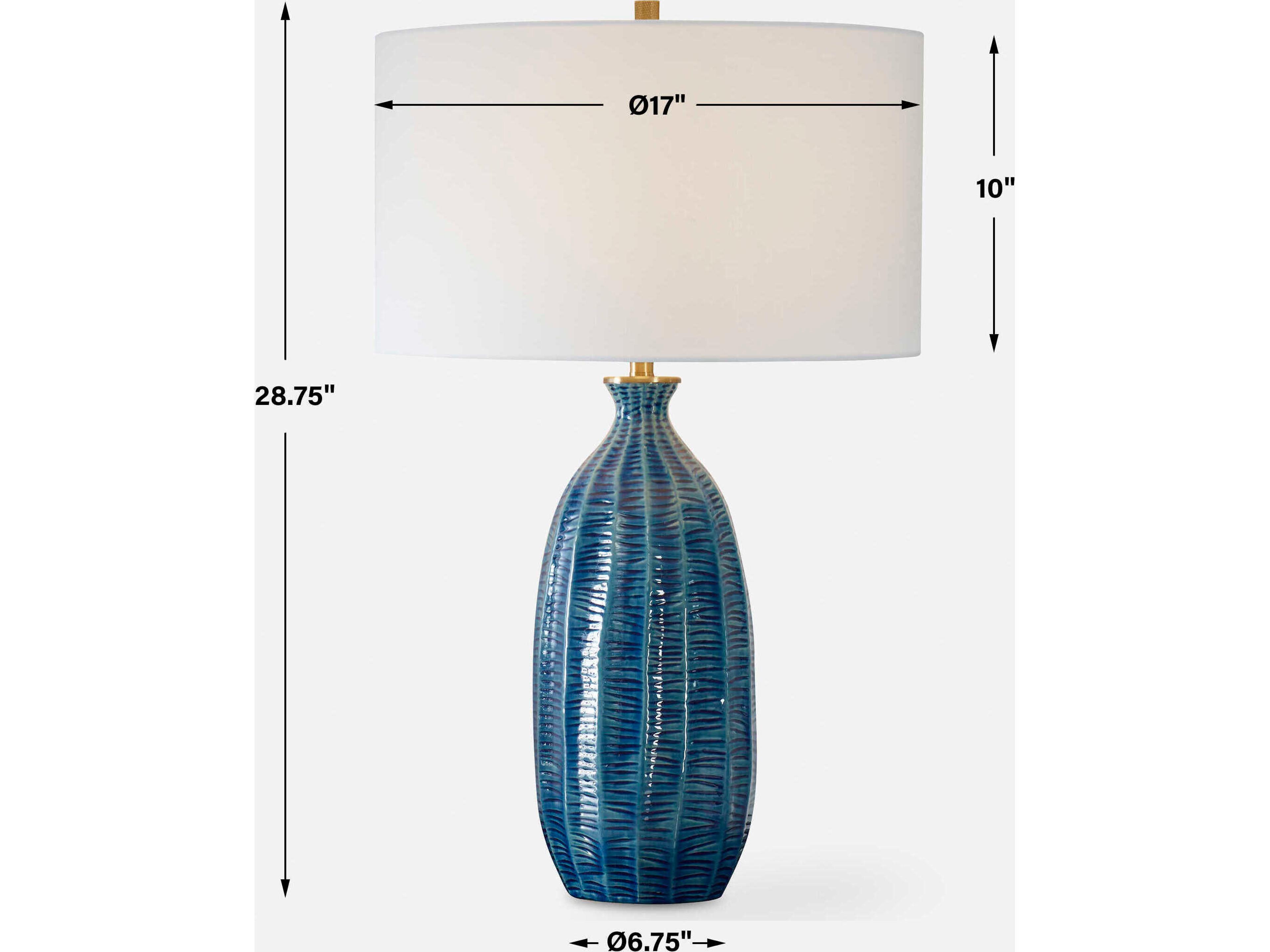 Uttermost Bixby Rich Blue Drum with Liner Buffet Lamp