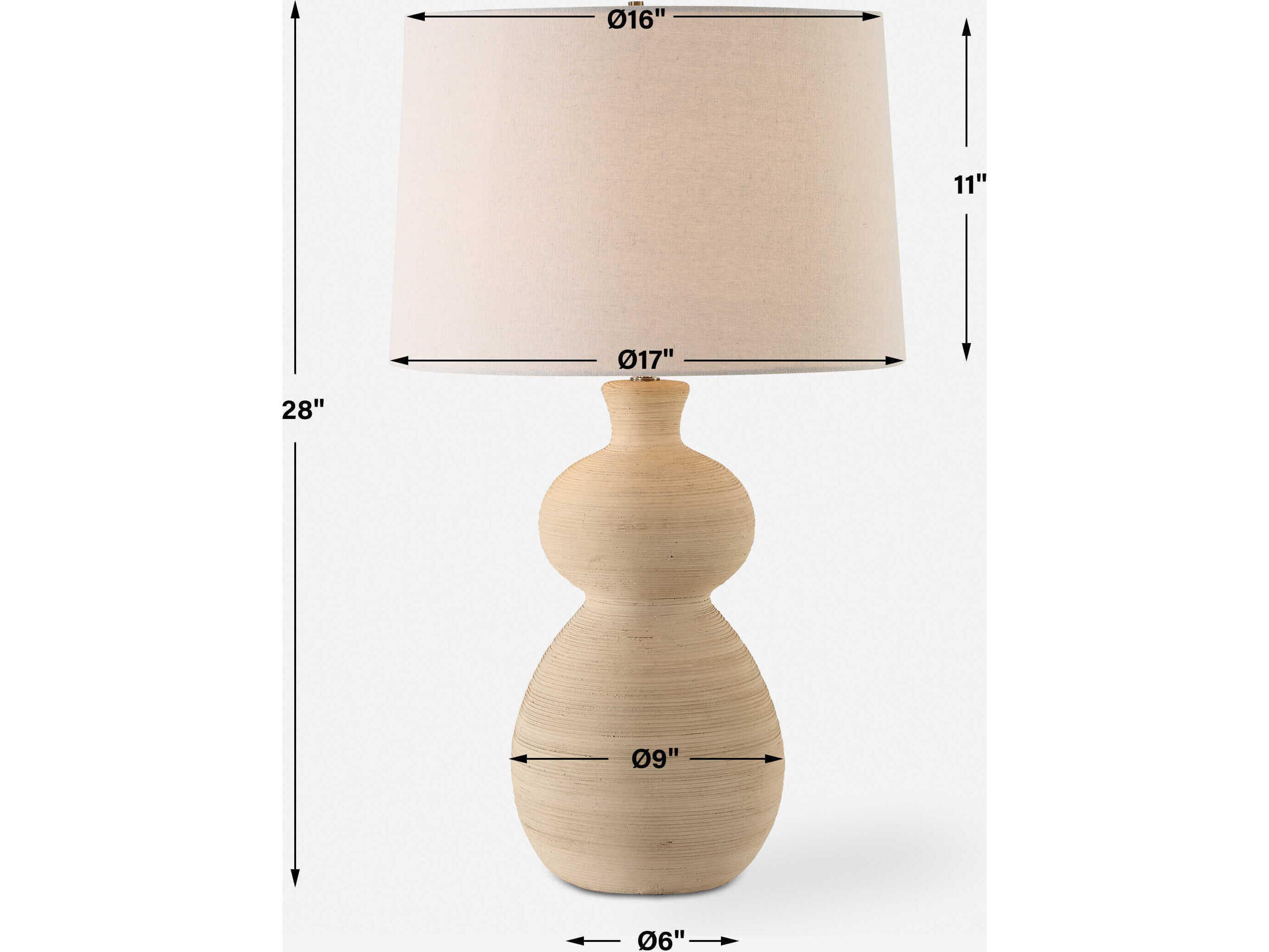 Uttermost Pueblo Warm Organic Clay Round Hardback Brown Buffet Lamp