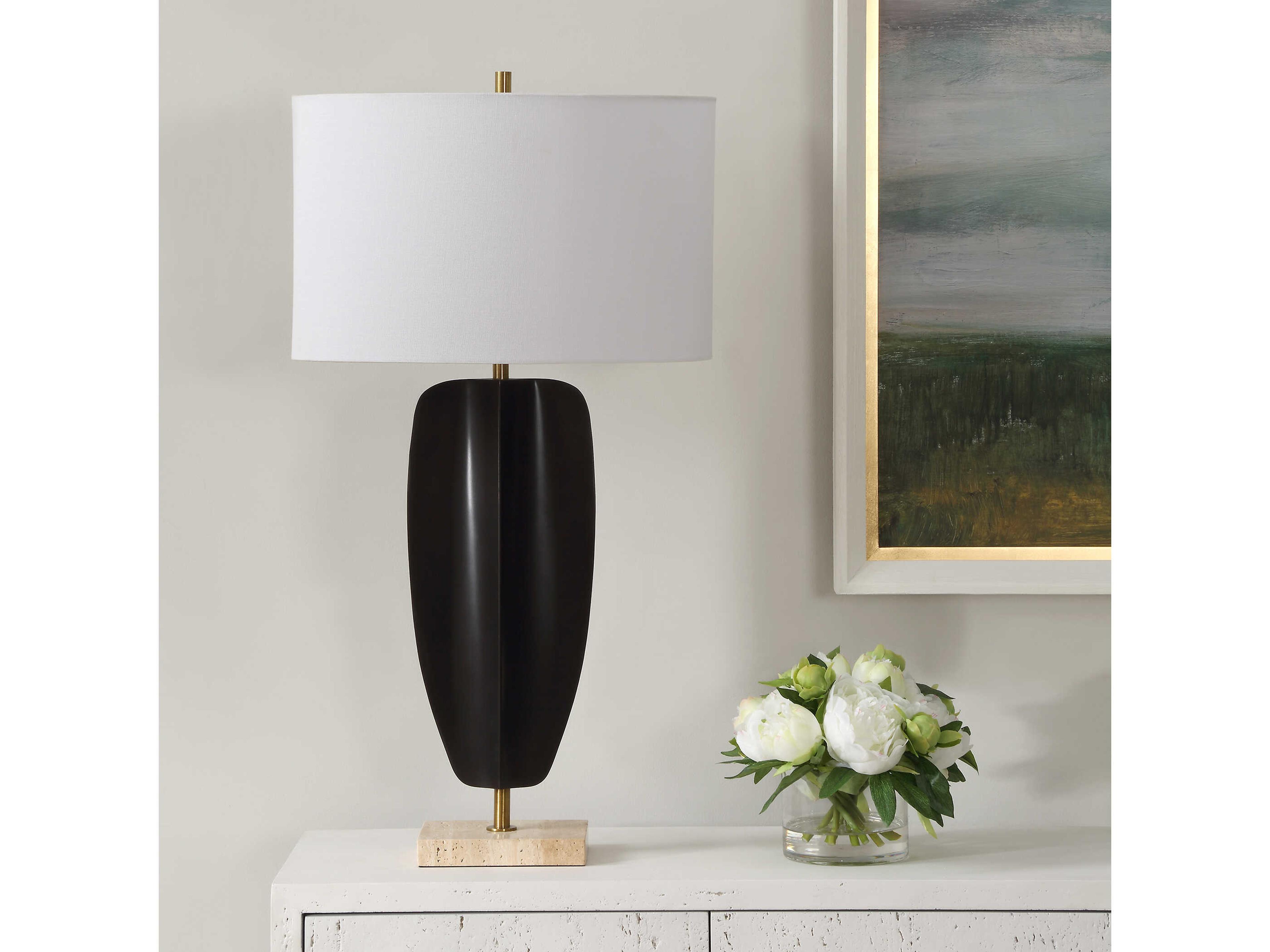 Uttermost Kure Matte Black Oval Hardback Buffet Lamp