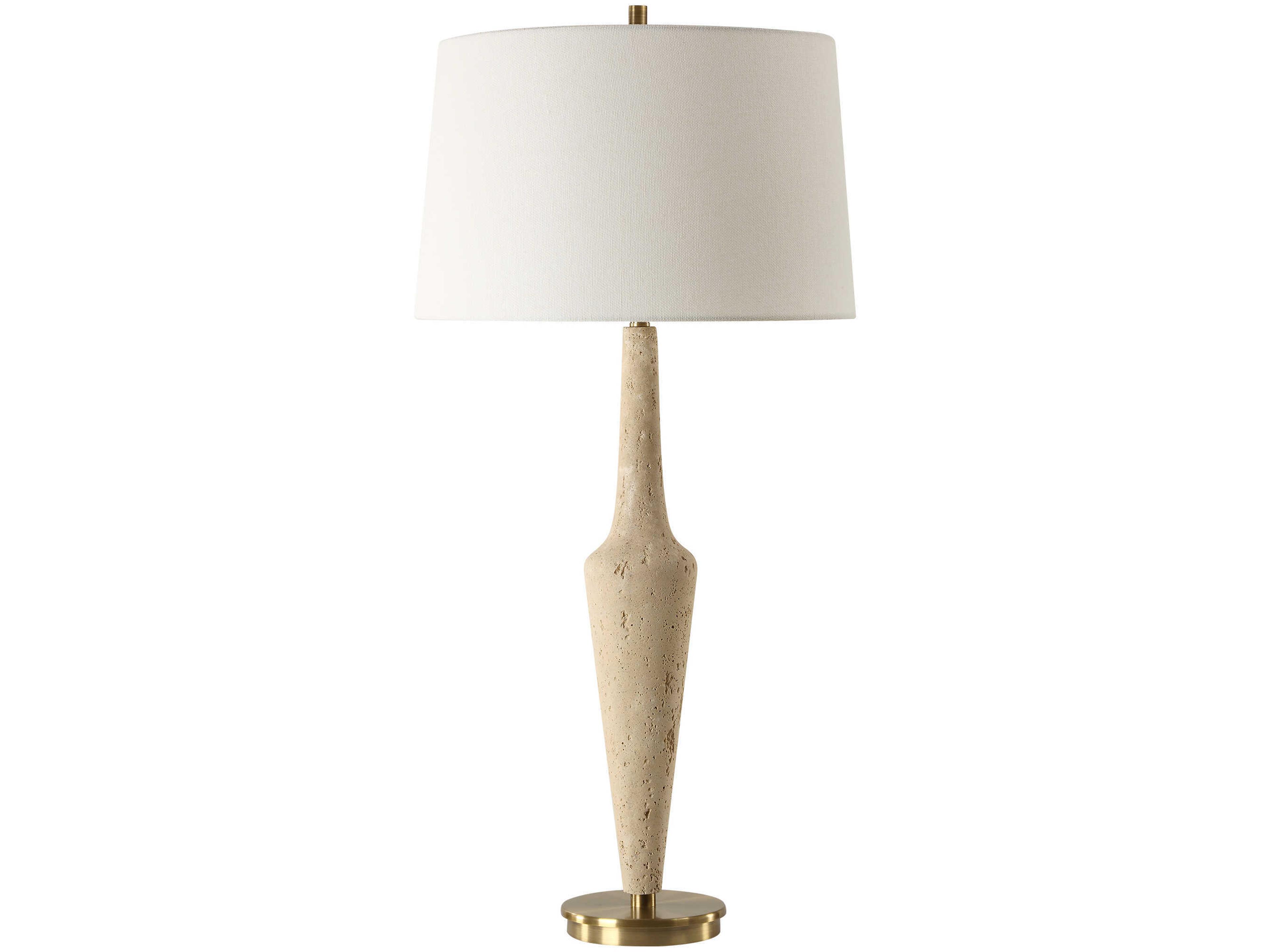 Uttermost Juliet Faux Travertine Round Hardback Brown Buffet Lamp