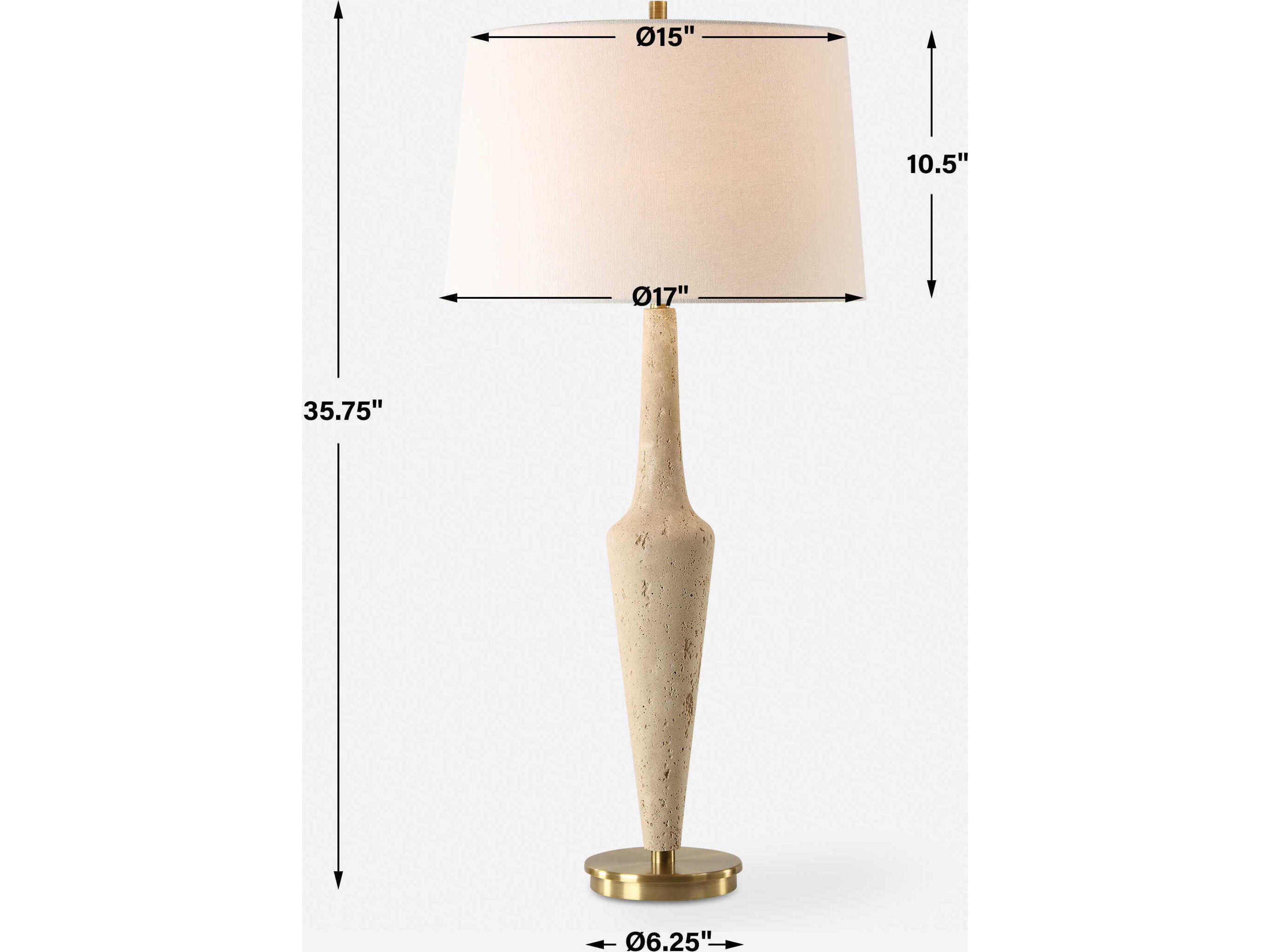 Uttermost Juliet Faux Travertine Round Hardback Brown Buffet Lamp