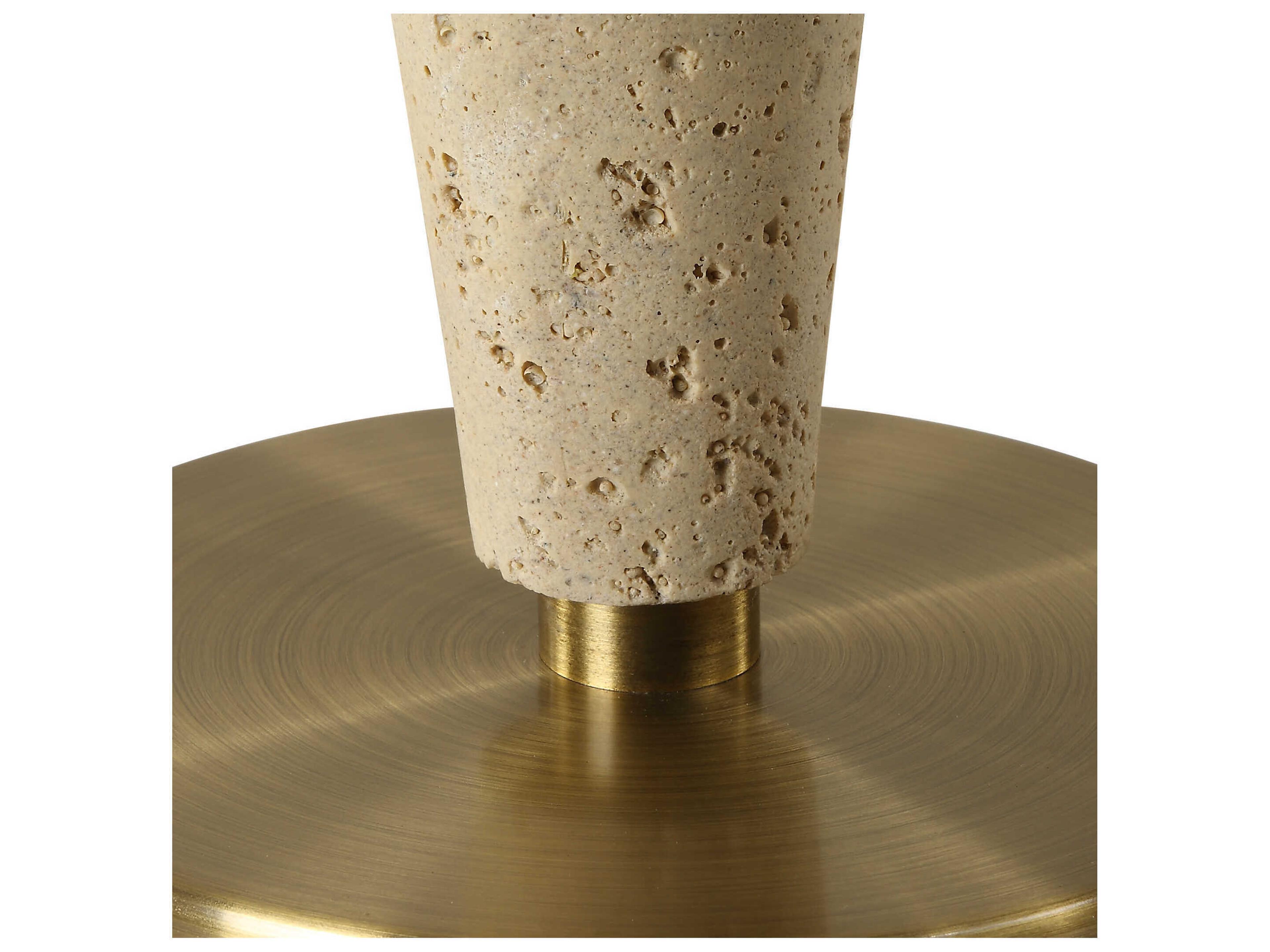 Uttermost Juliet Faux Travertine Round Hardback Brown Buffet Lamp